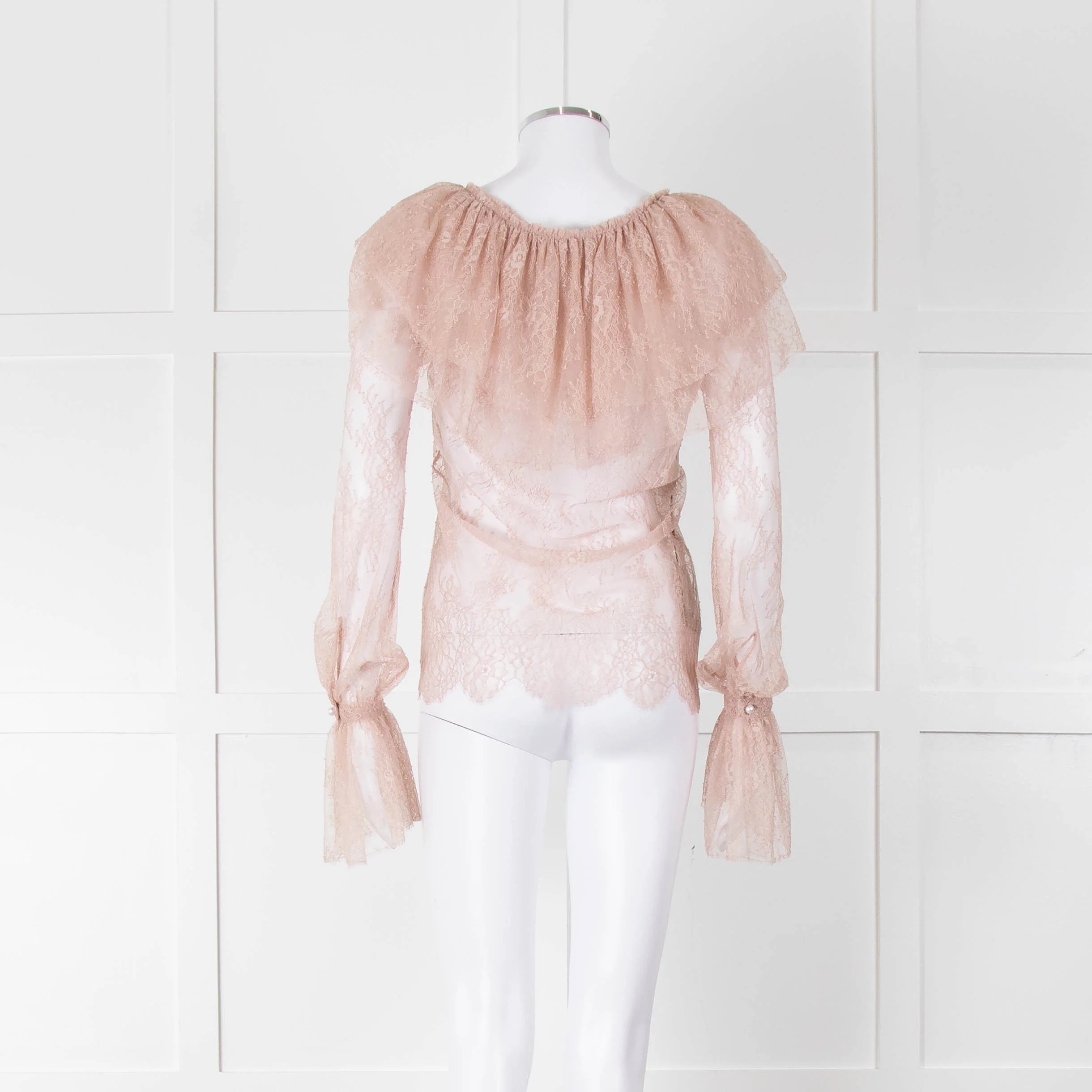 Philosophy Di Lorezo Serafini Pale Pink Frill Detail Lace Top - Image 5