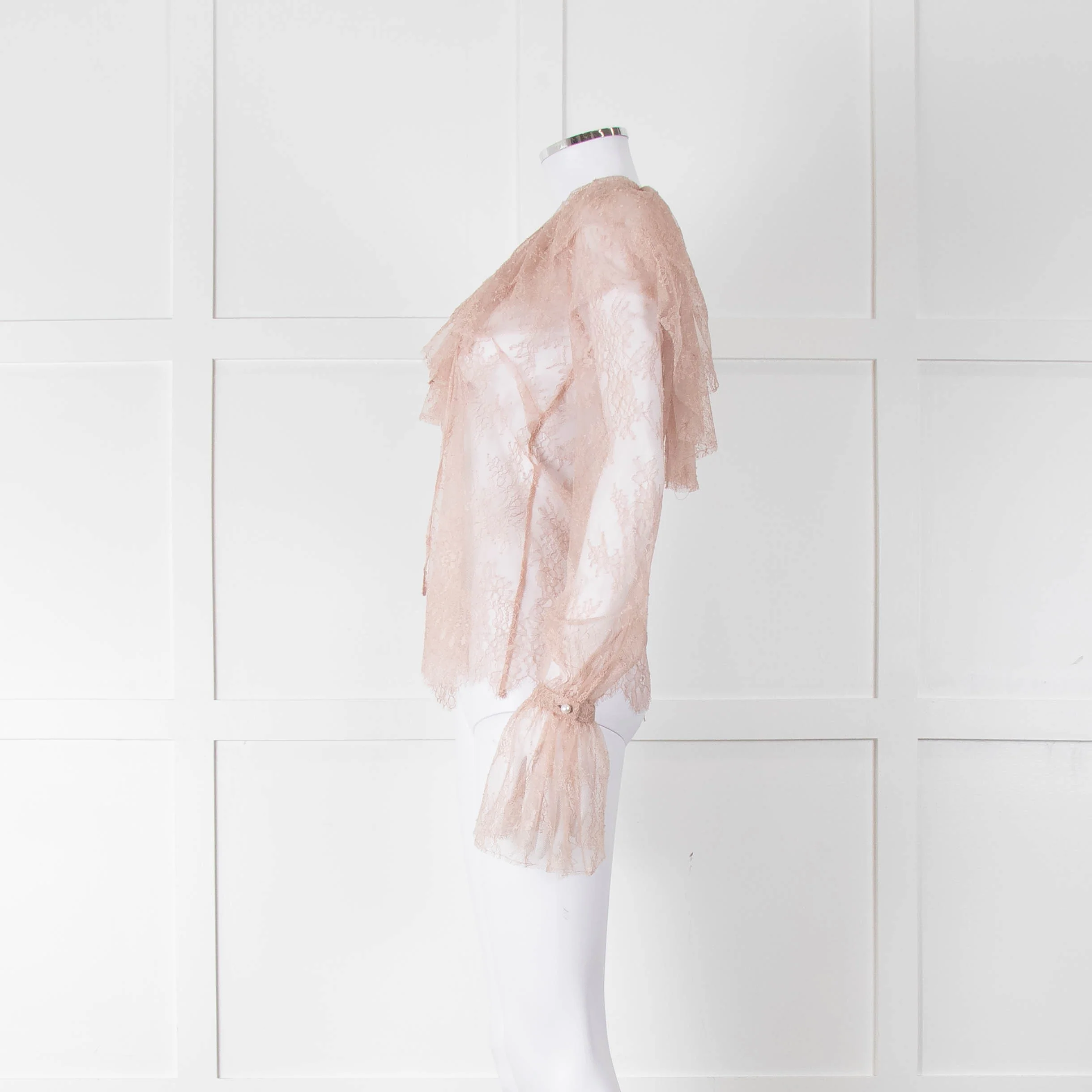 Philosophy Di Lorezo Serafini Pale Pink Frill Detail Lace Top - Image 7