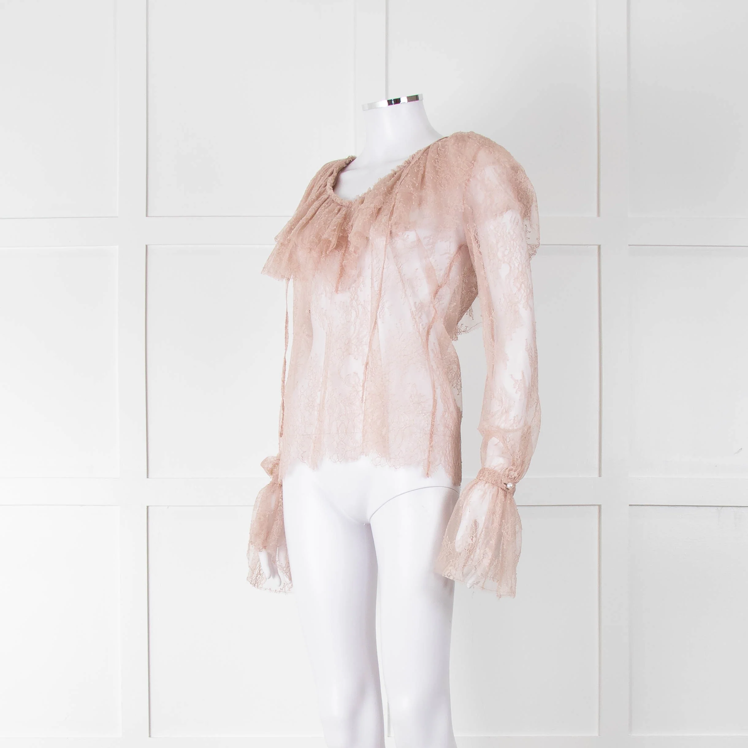 Philosophy Di Lorezo Serafini Pale Pink Frill Detail Lace Top - Image 8