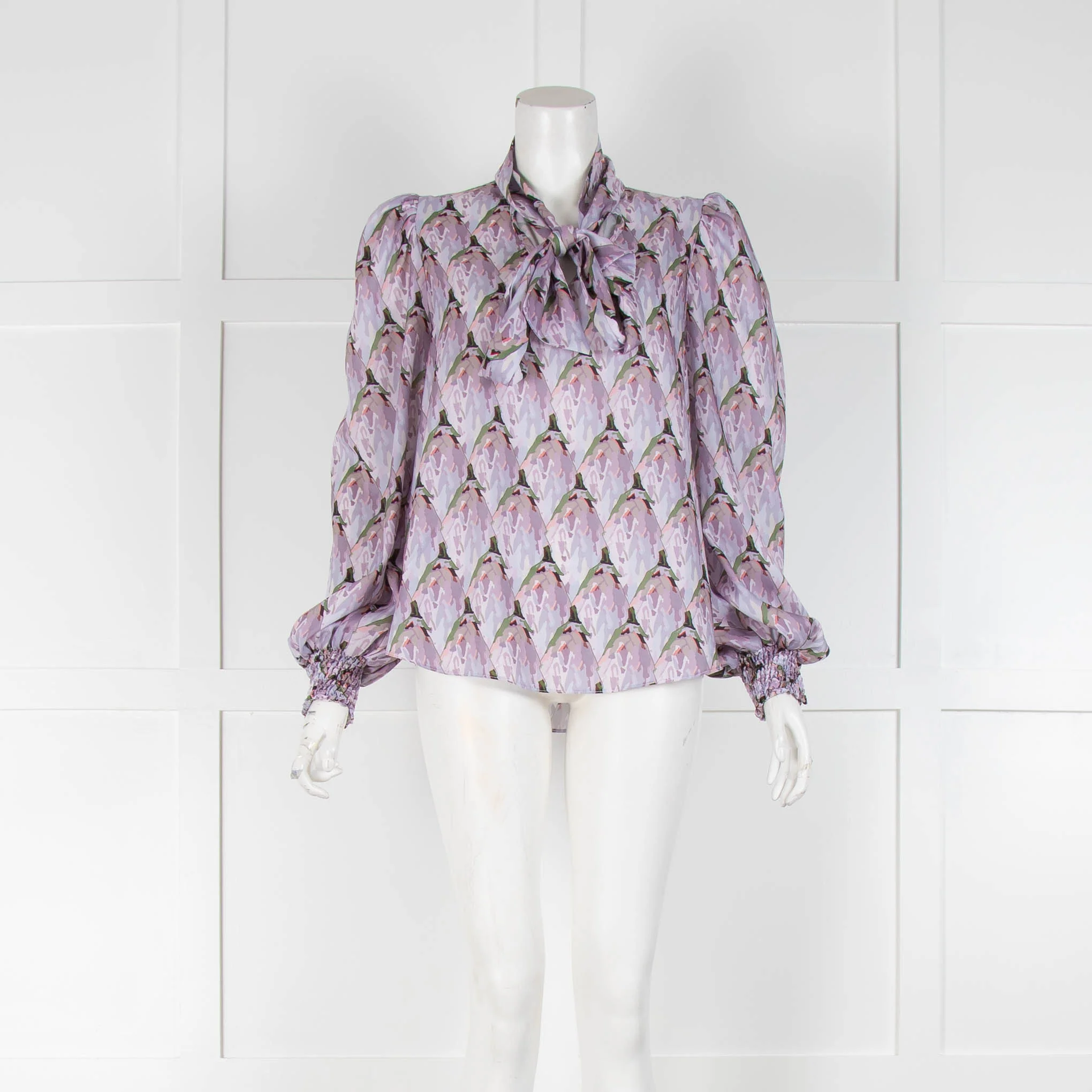 Phoebe Grace Lilac Green Pussy Bow Long Sleeve Blouse