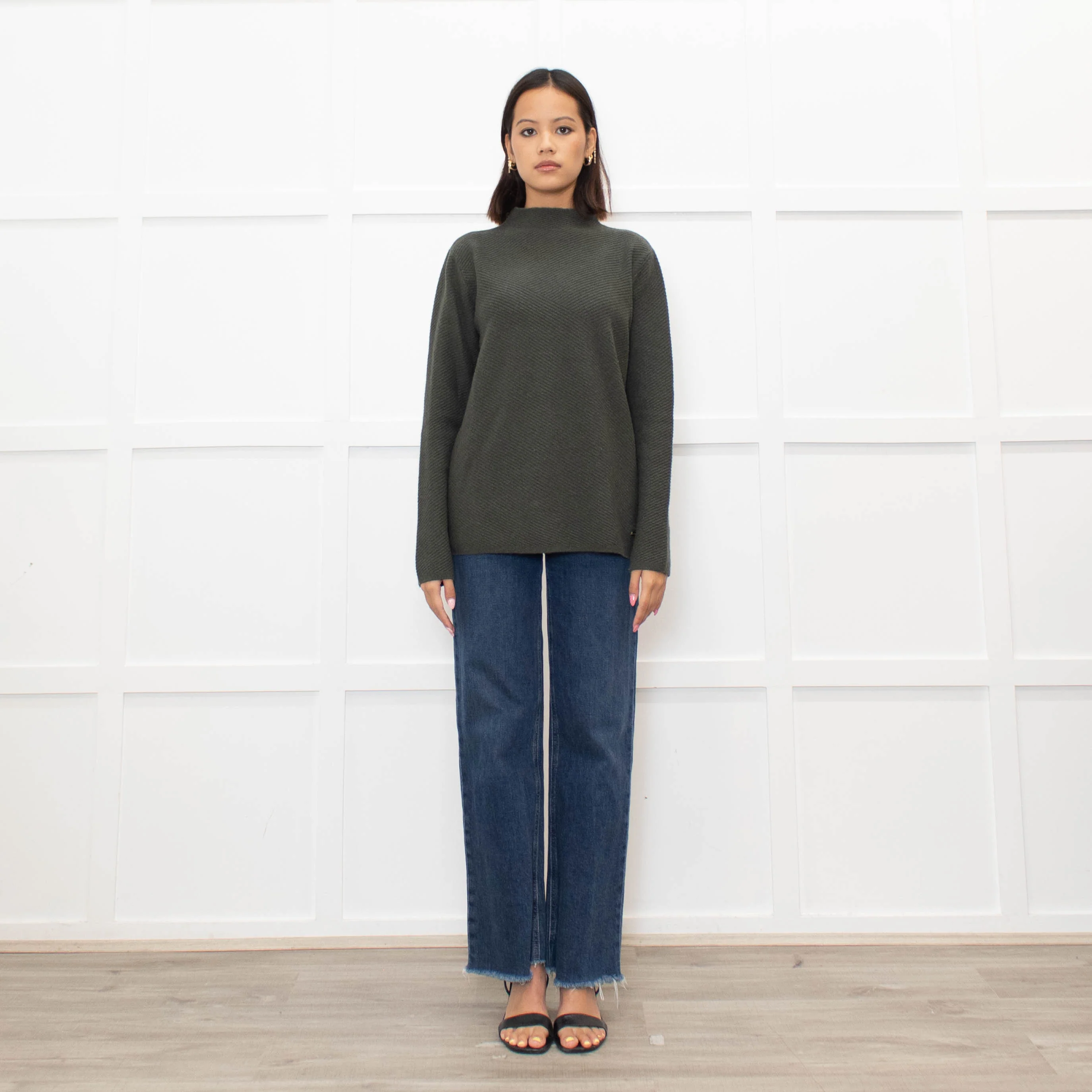 Piazza Castello Khaki Ribbed Cashmere Top