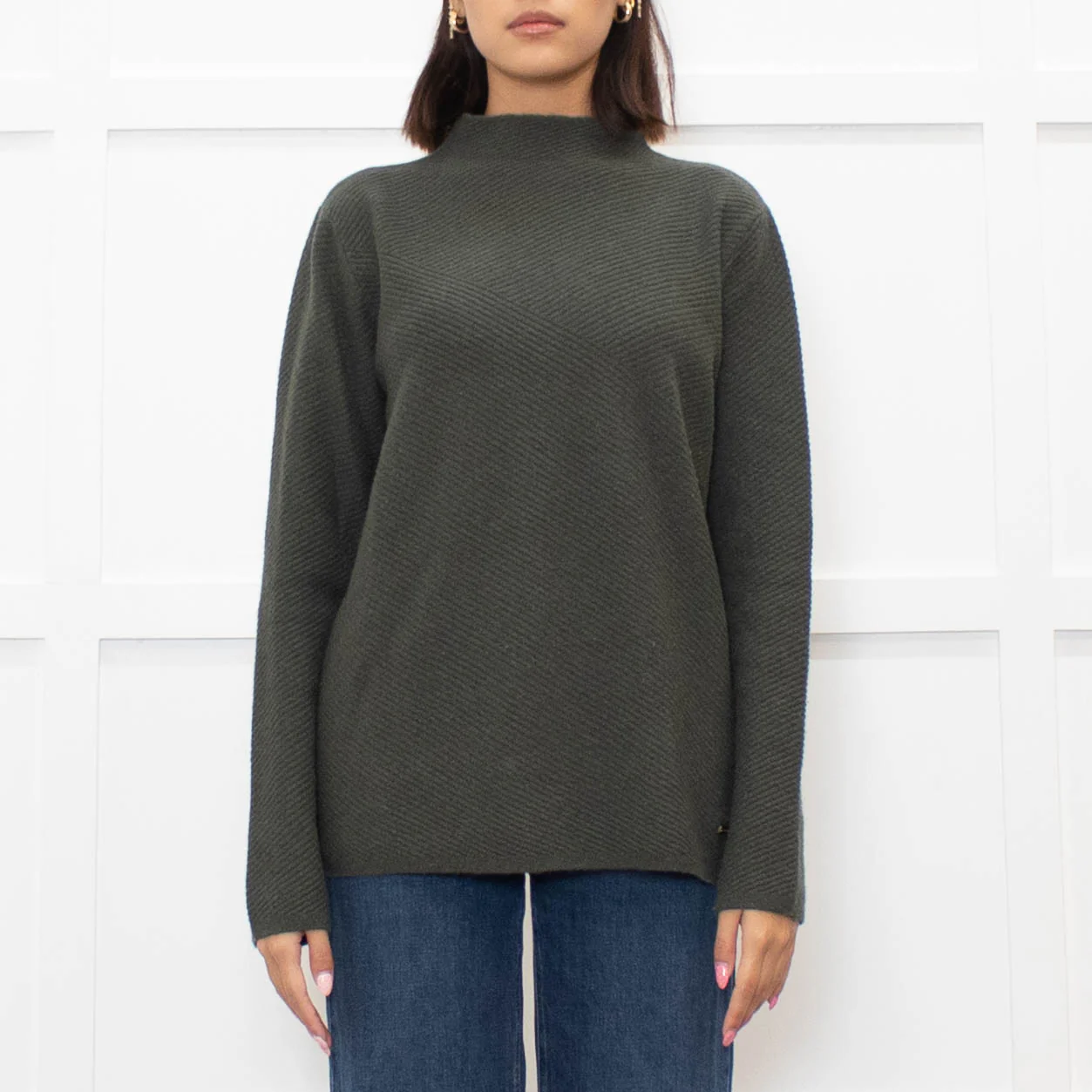 Piazza Castello Khaki Ribbed Cashmere Top - Image 2