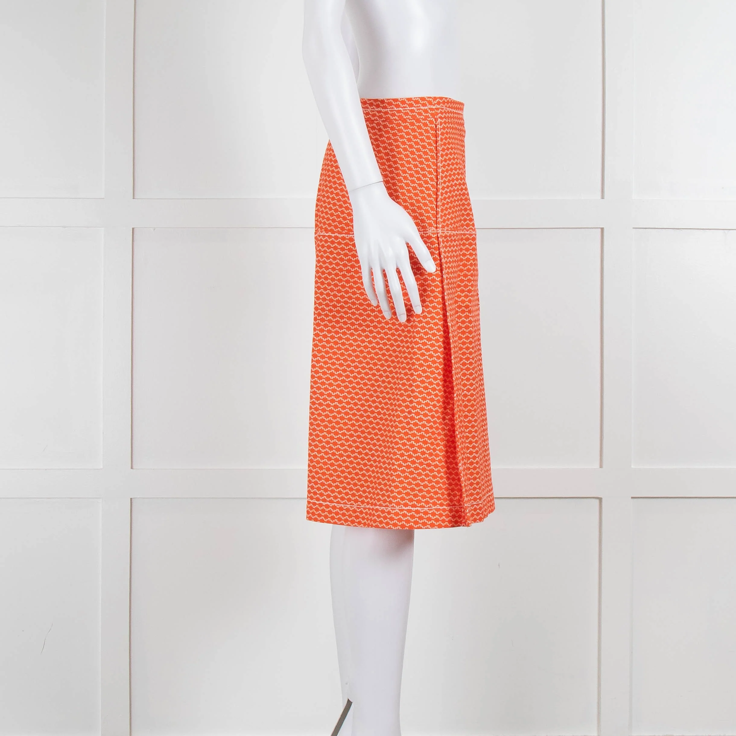 Piazza Sempione Orange Patterned Knee Length Skirt - Image 3