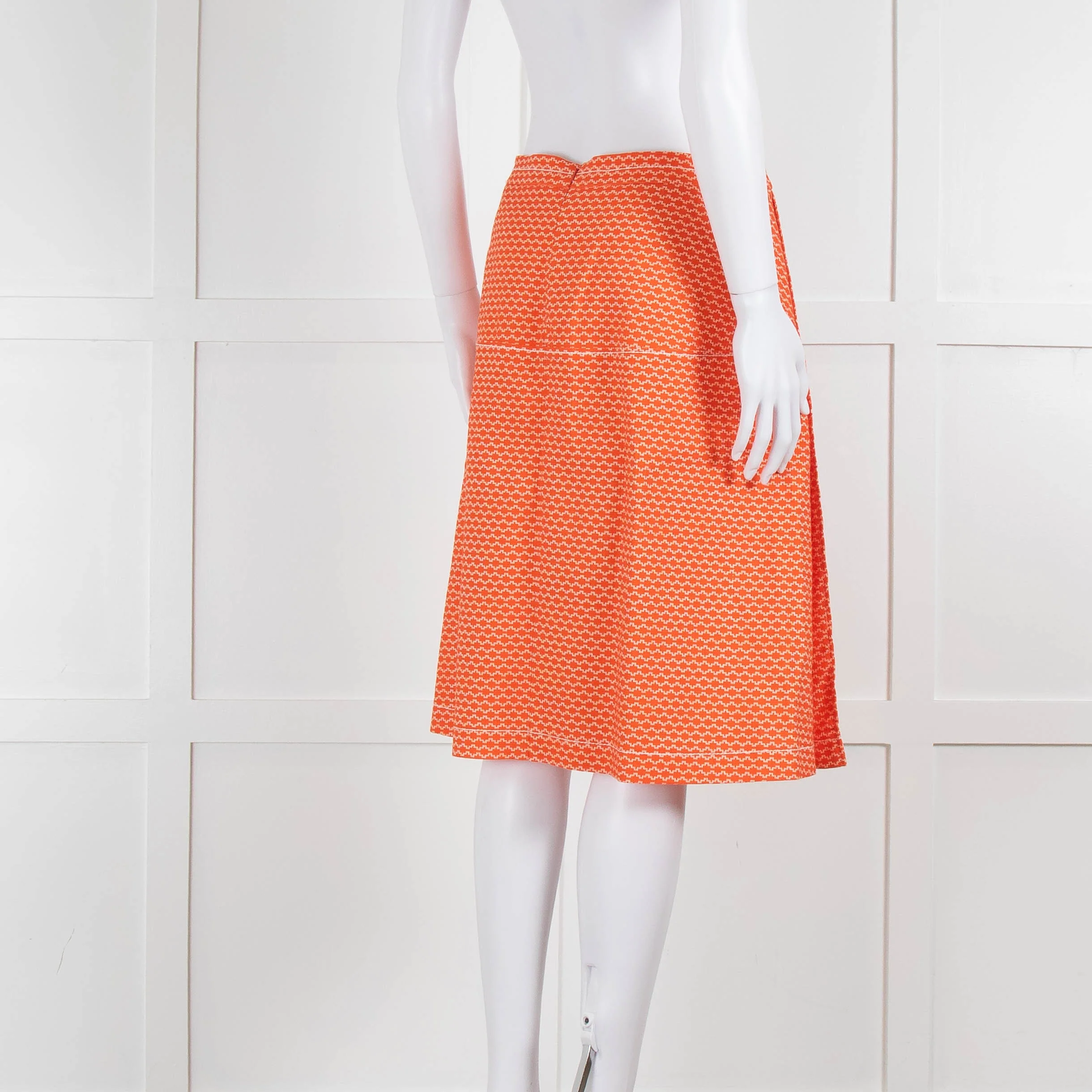Piazza Sempione Orange Patterned Knee Length Skirt - Image 4