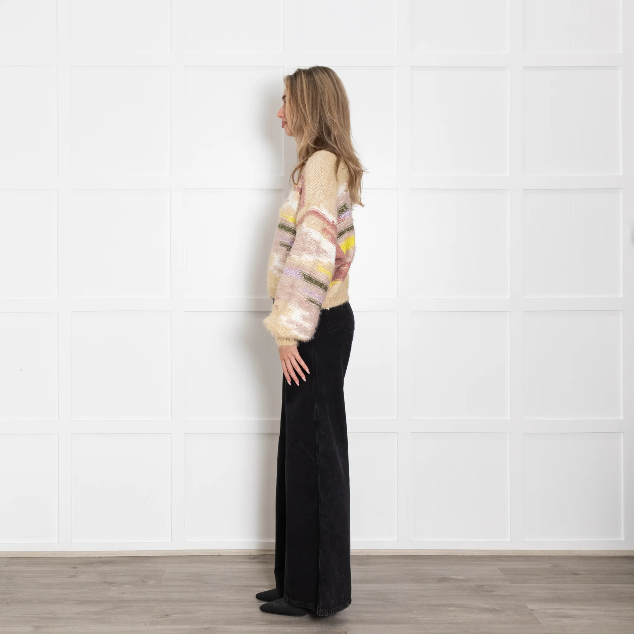 Pilcro Pastel Stripe Boat Neck Crop Sweater - Image 4