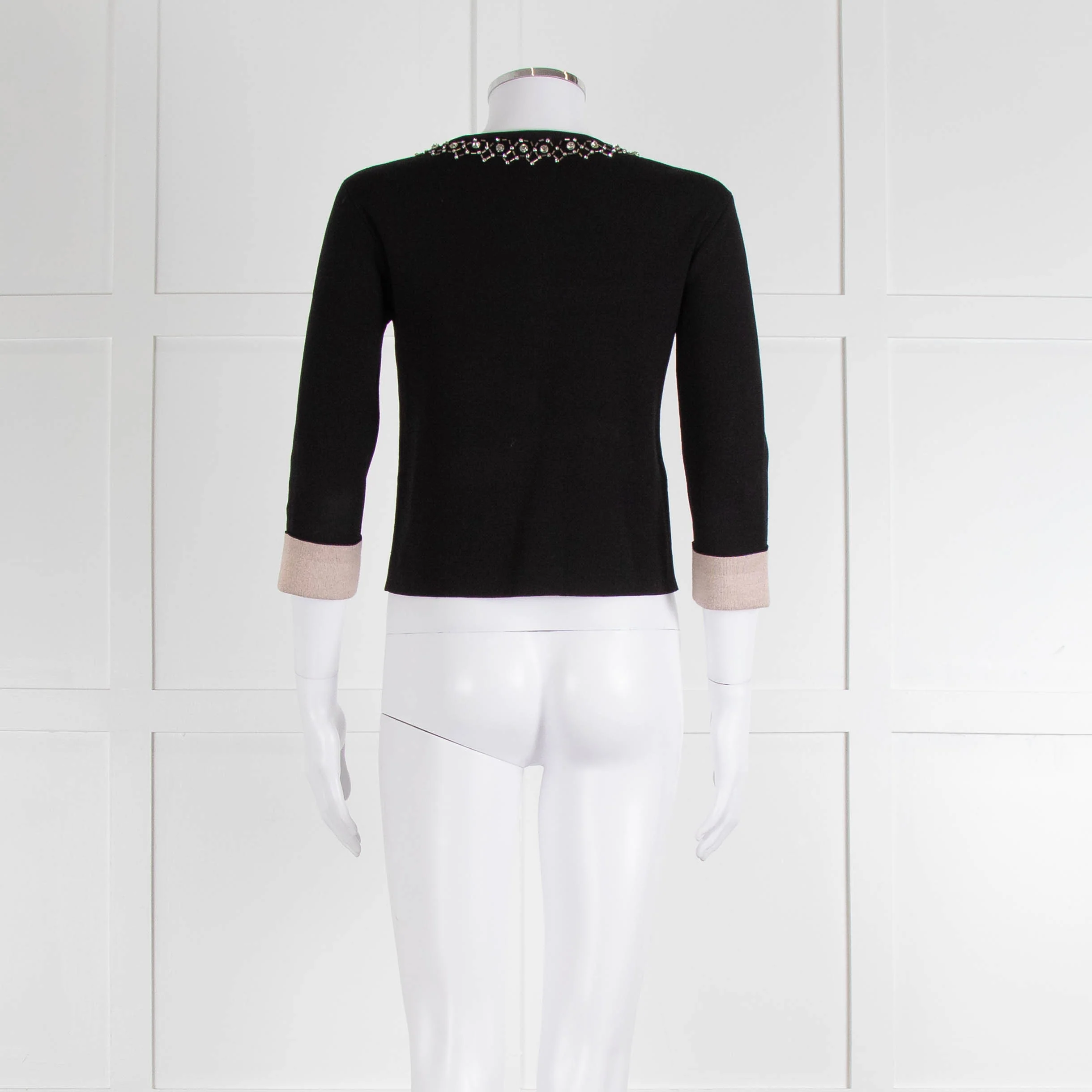 Pinko Black Diamante Trim Zip Up Cardigan - Image 5