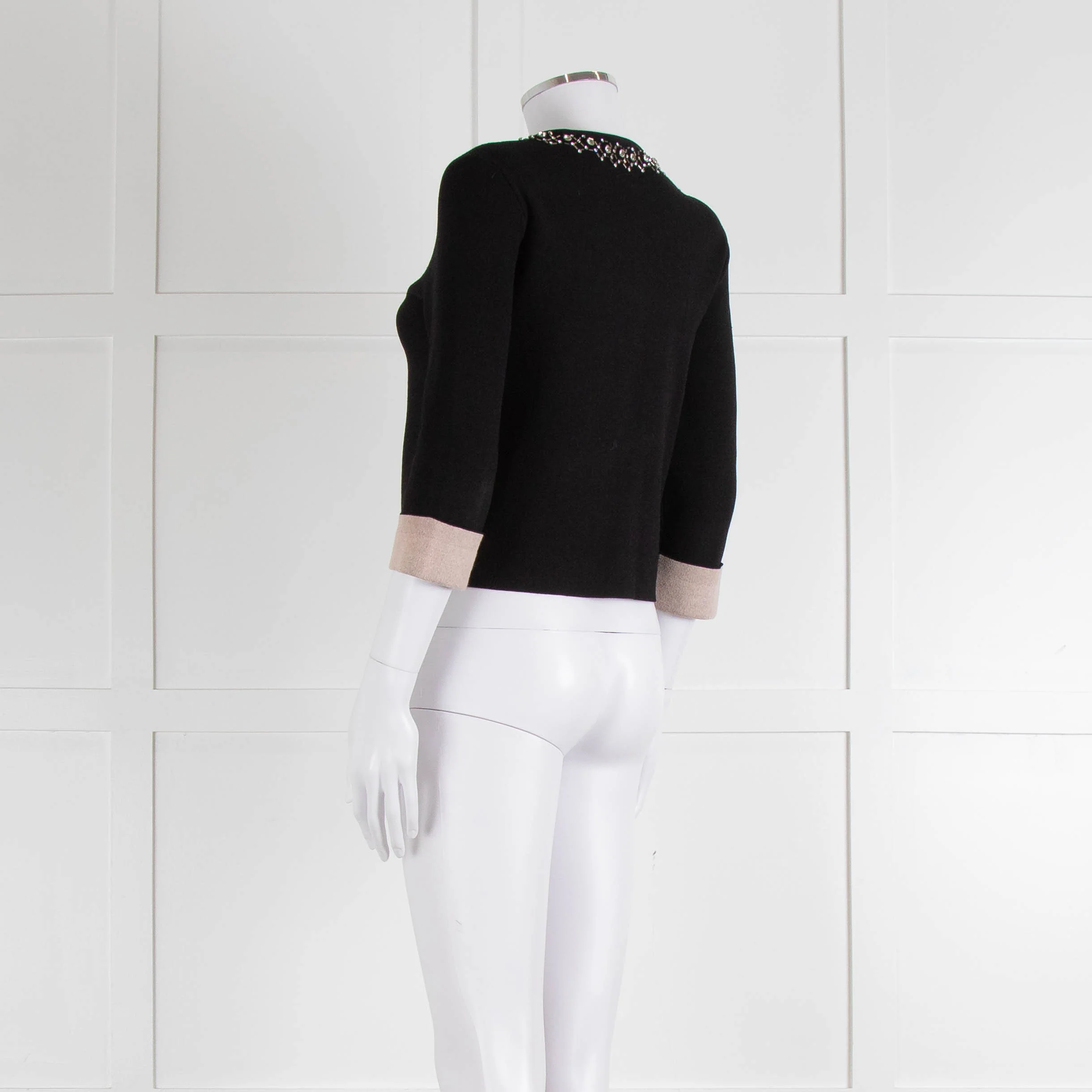 Pinko Black Diamante Trim Zip Up Cardigan - Image 6