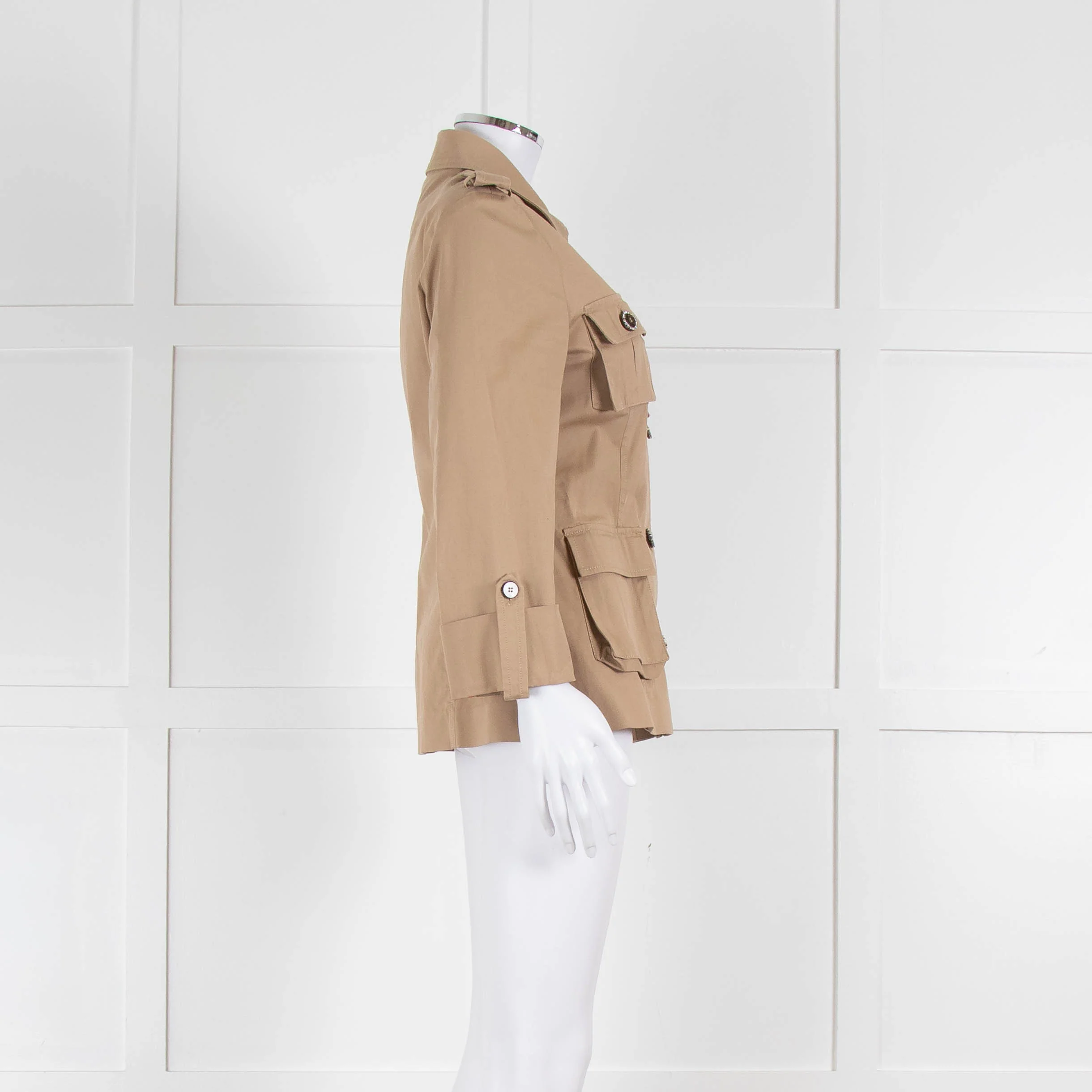 Pinko Safari Jacket with Wooden Jewelled Buttons - Image 3