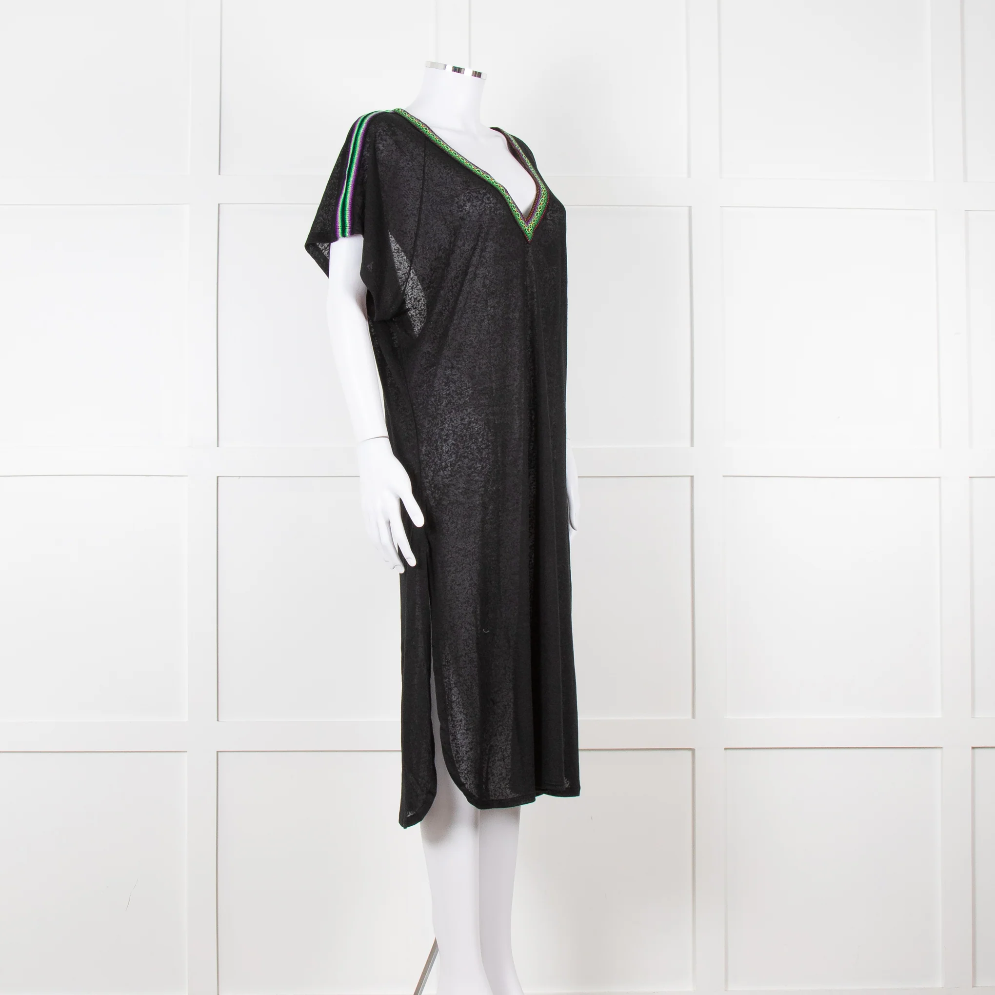 Pitusa Black Cotton Dress With Embroidered Neckline - Image 2