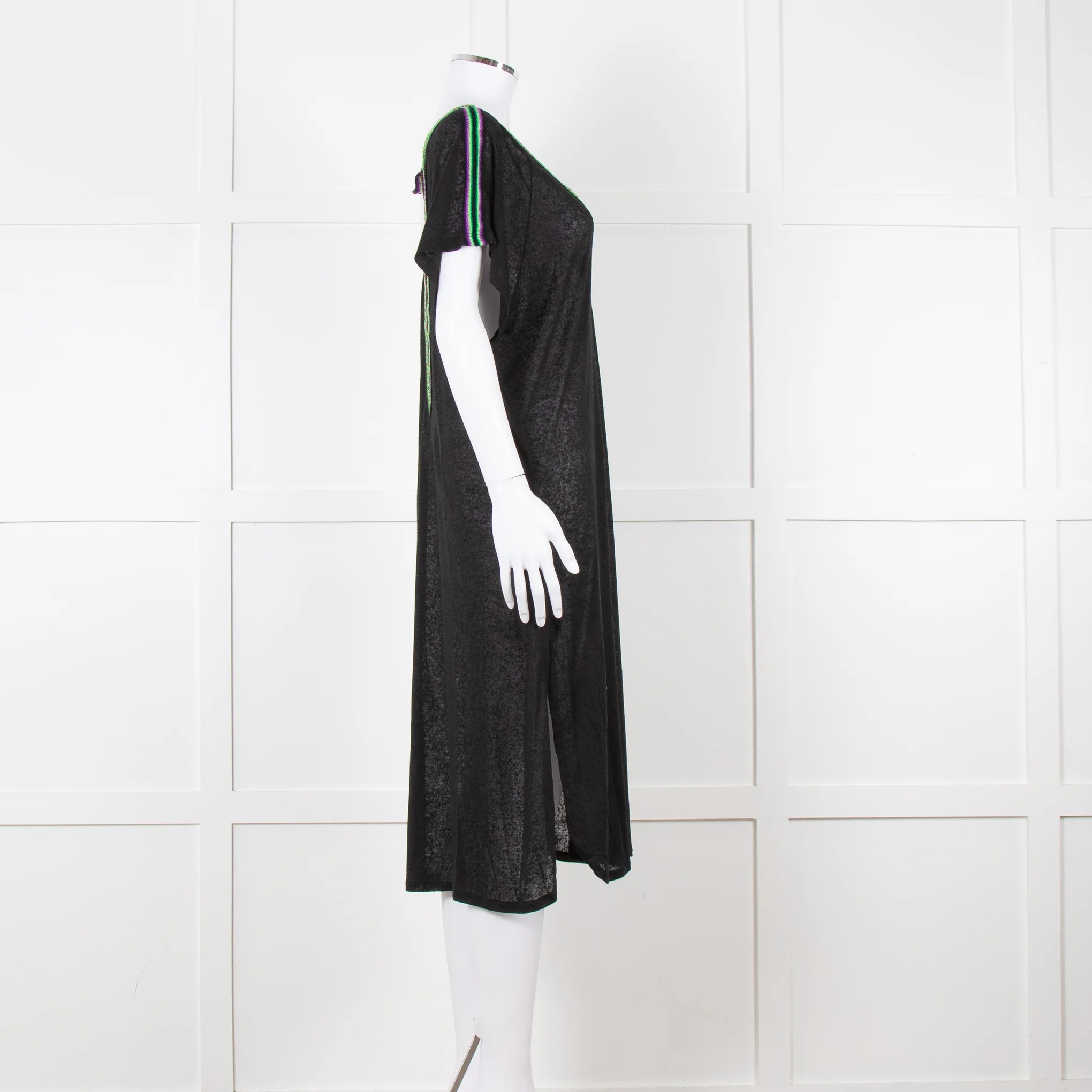 Pitusa Black Cotton Dress With Embroidered Neckline - Image 3