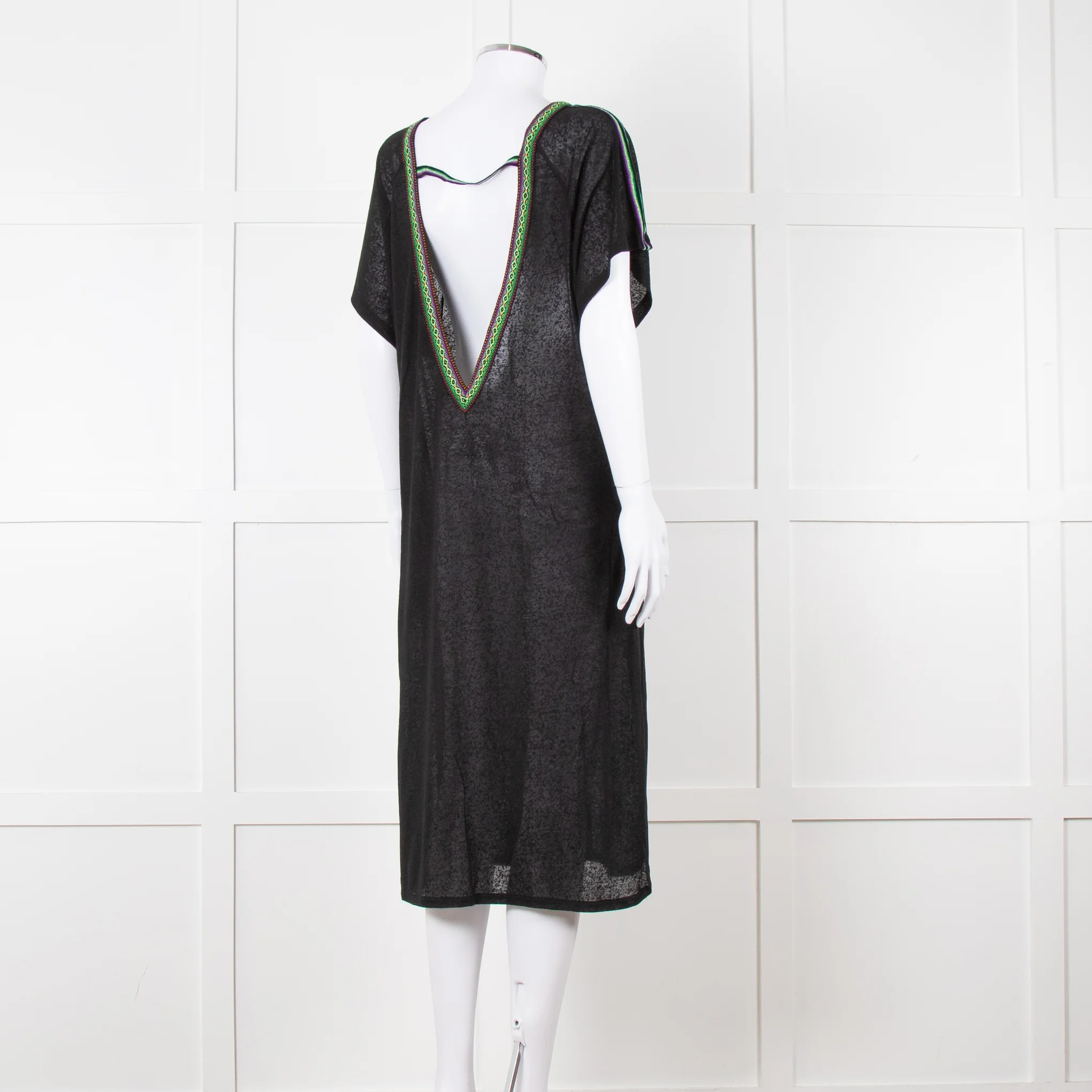 Pitusa Black Cotton Dress With Embroidered Neckline - Image 4