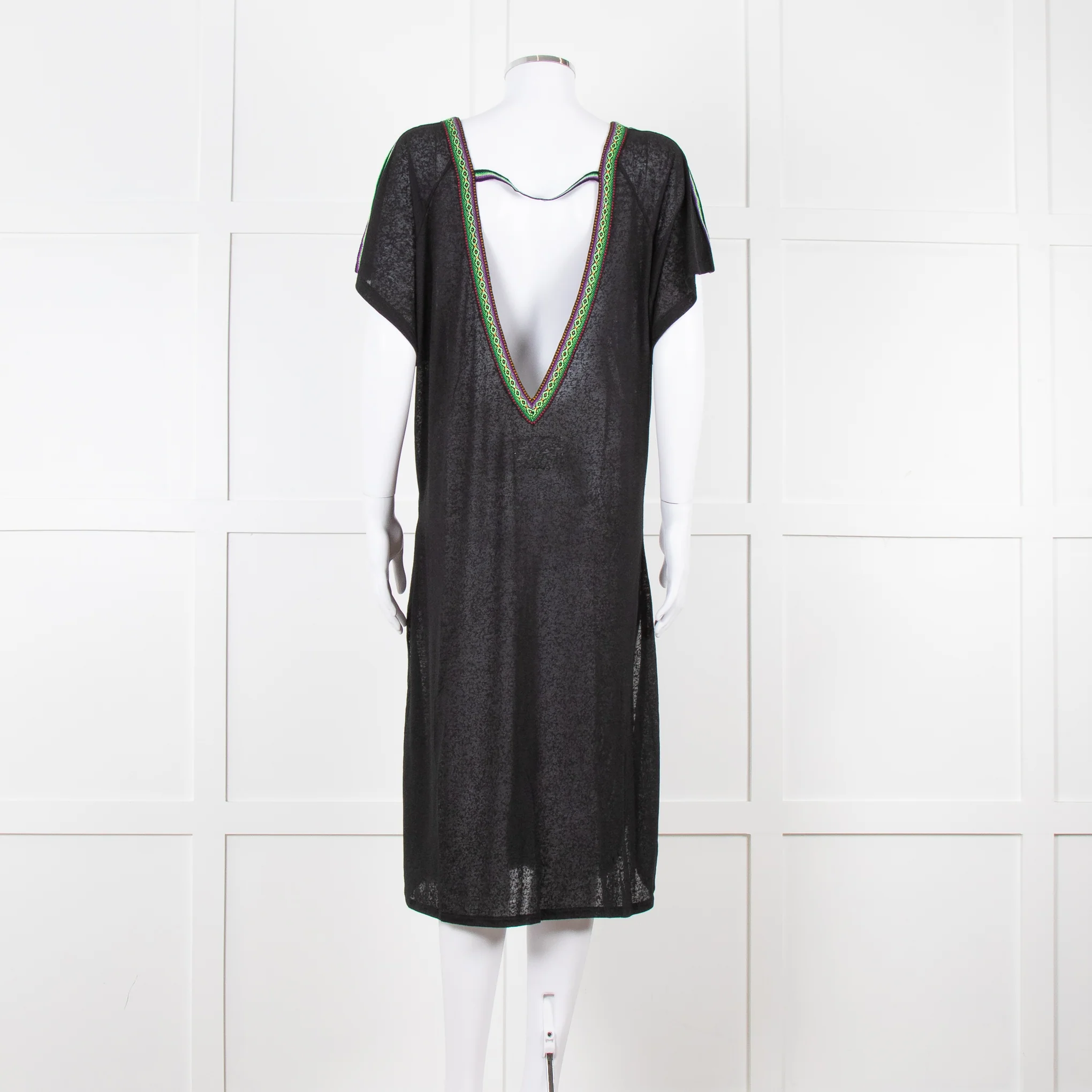 Pitusa Black Cotton Dress With Embroidered Neckline - Image 5