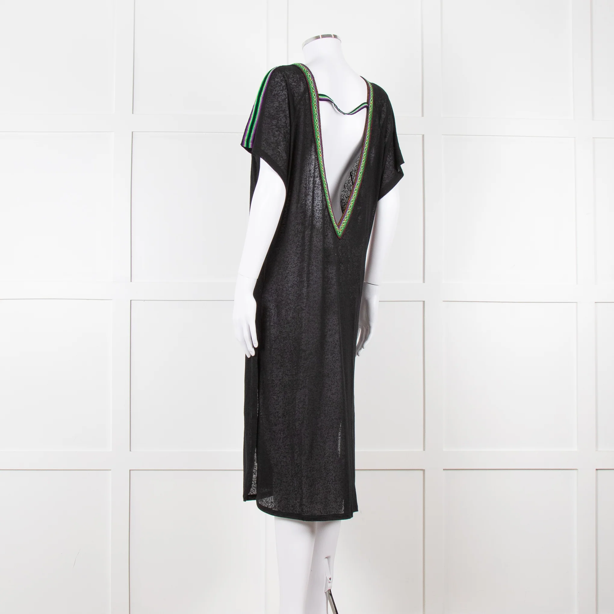 Pitusa Black Cotton Dress With Embroidered Neckline - Image 6