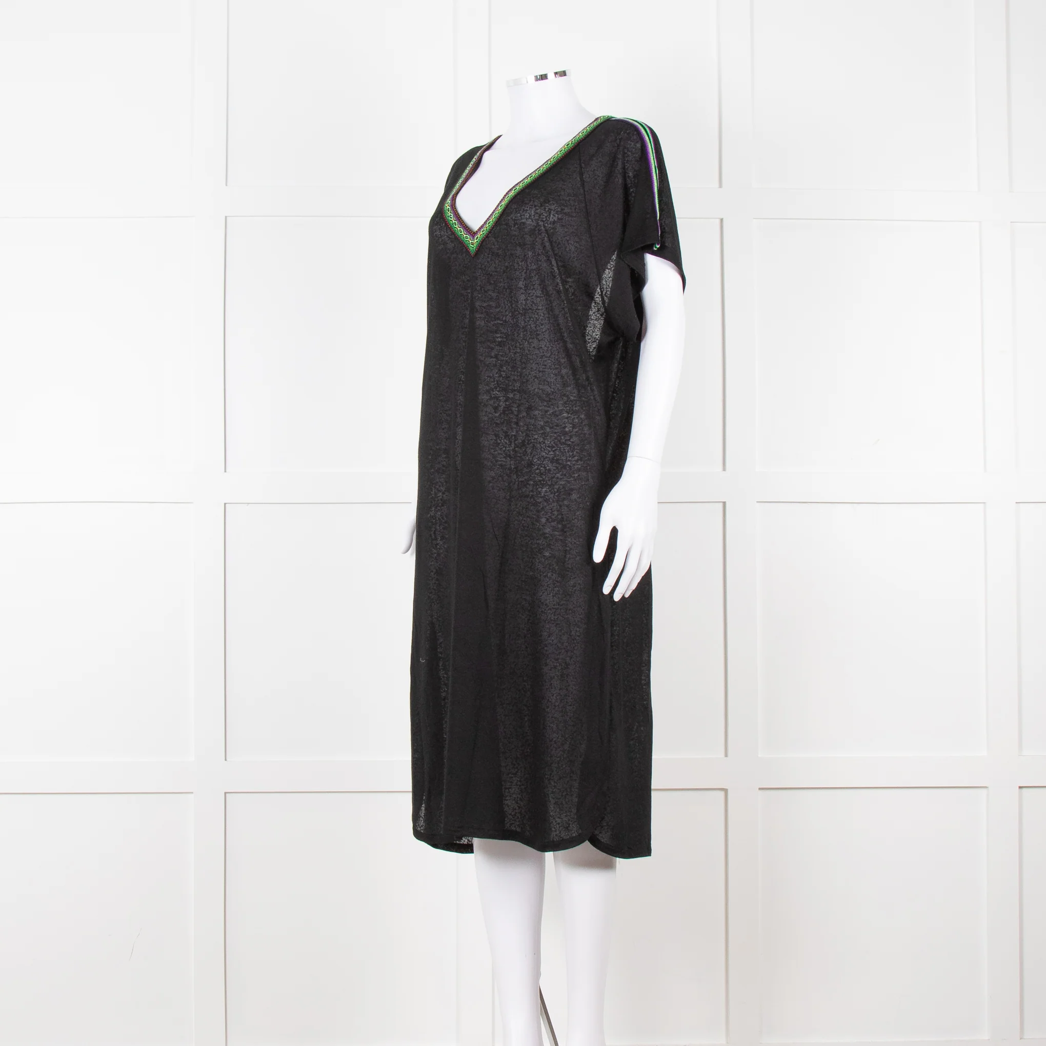 Pitusa Black Cotton Dress With Embroidered Neckline - Image 8