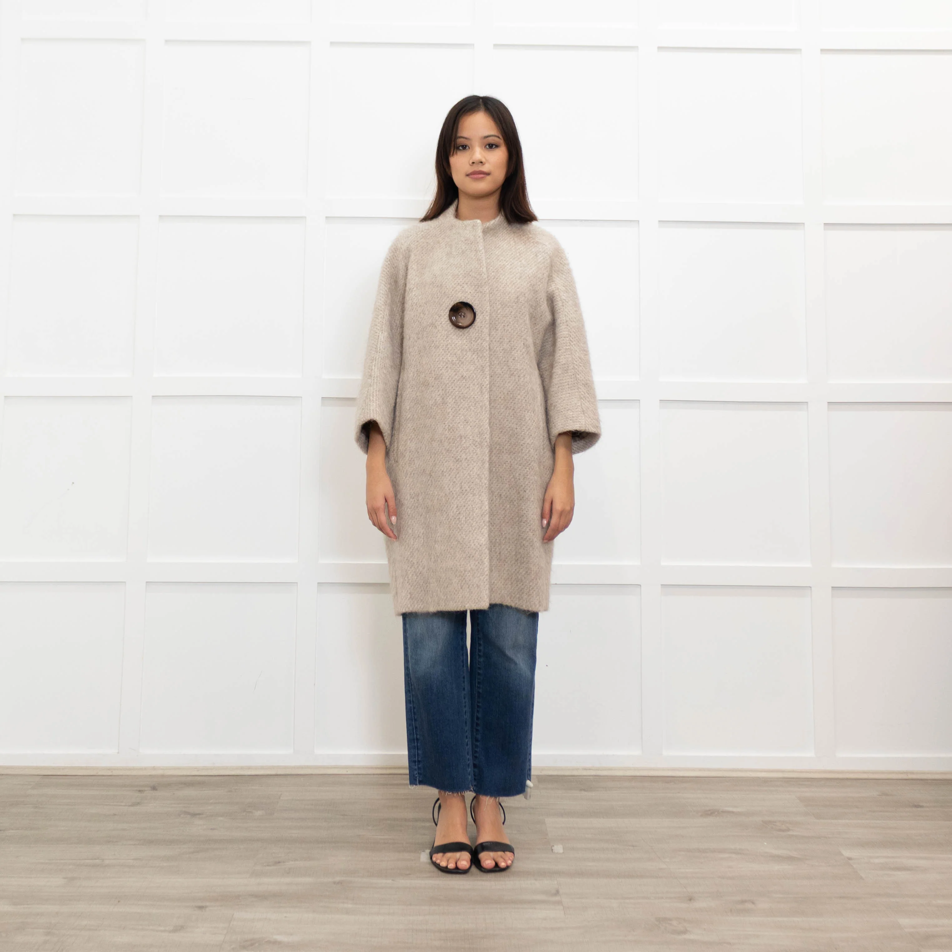 PIU PIU Oatmeal Coat With Giant Button
