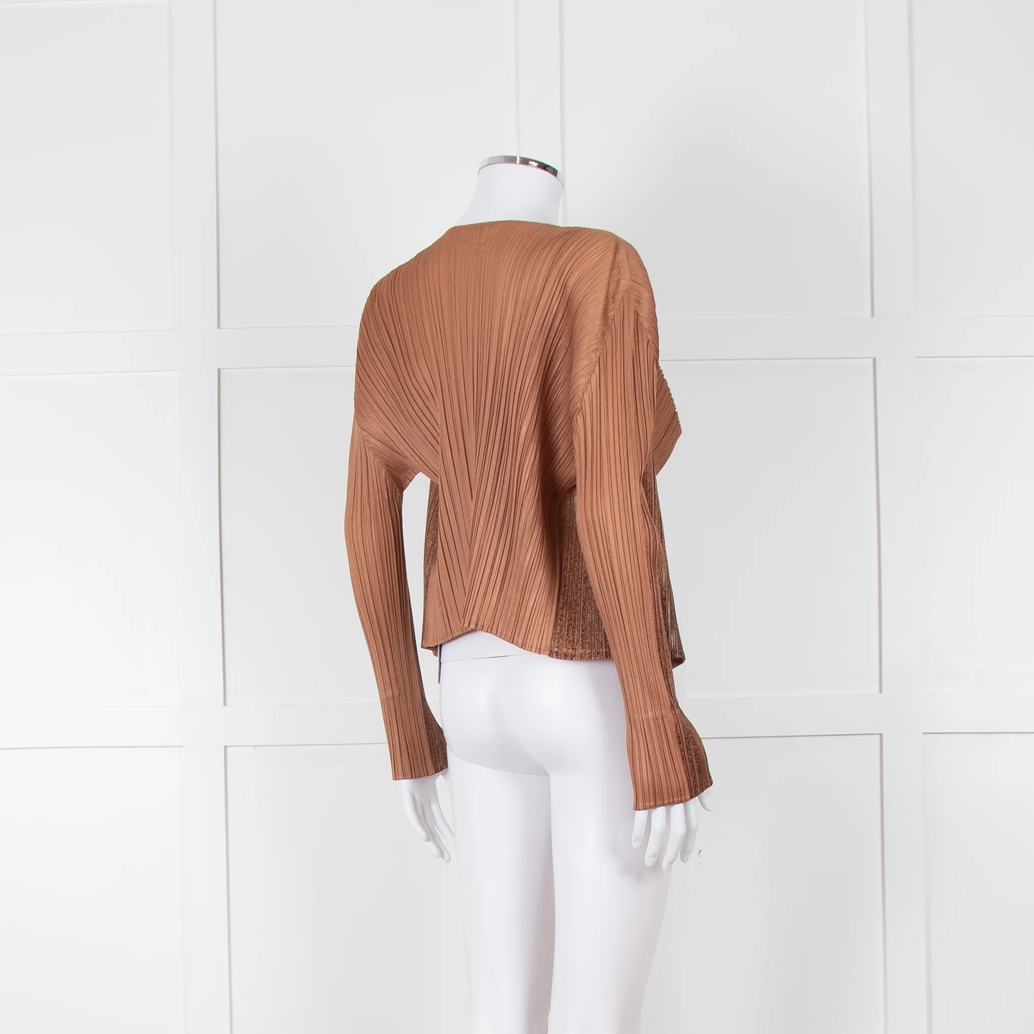 Pleats Please Caramel Brown Ombre Detail Short Jacket - Image 4