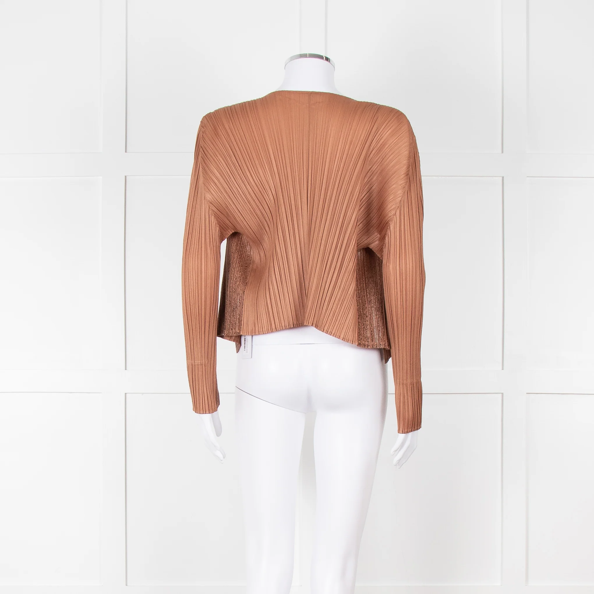 Pleats Please Caramel Brown Ombre Detail Short Jacket - Image 5