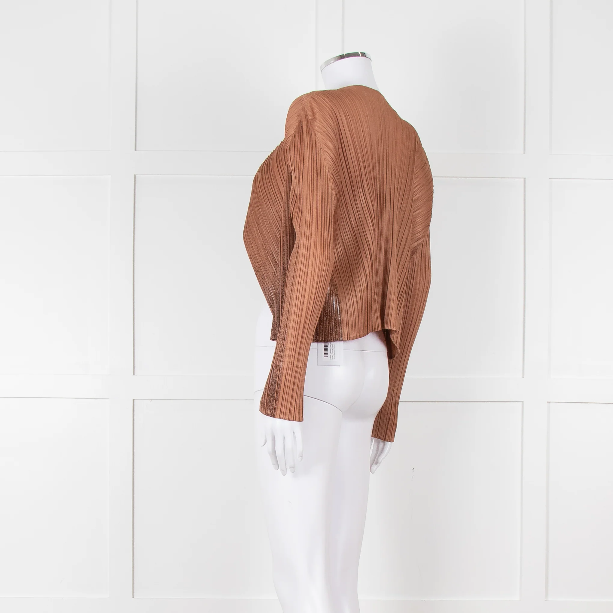 Pleats Please Caramel Brown Ombre Detail Short Jacket - Image 6