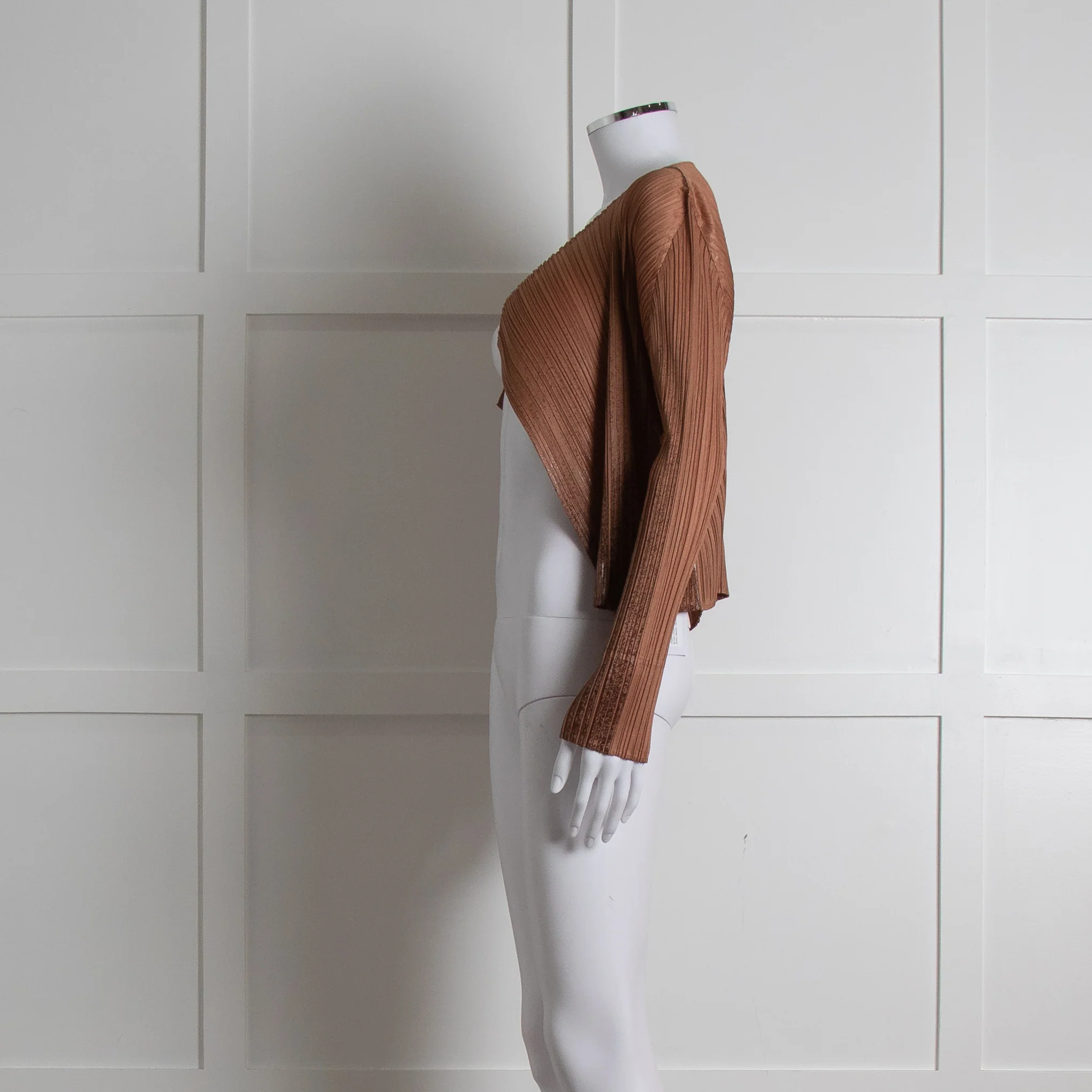 Pleats Please Caramel Brown Ombre Detail Short Jacket - Image 7