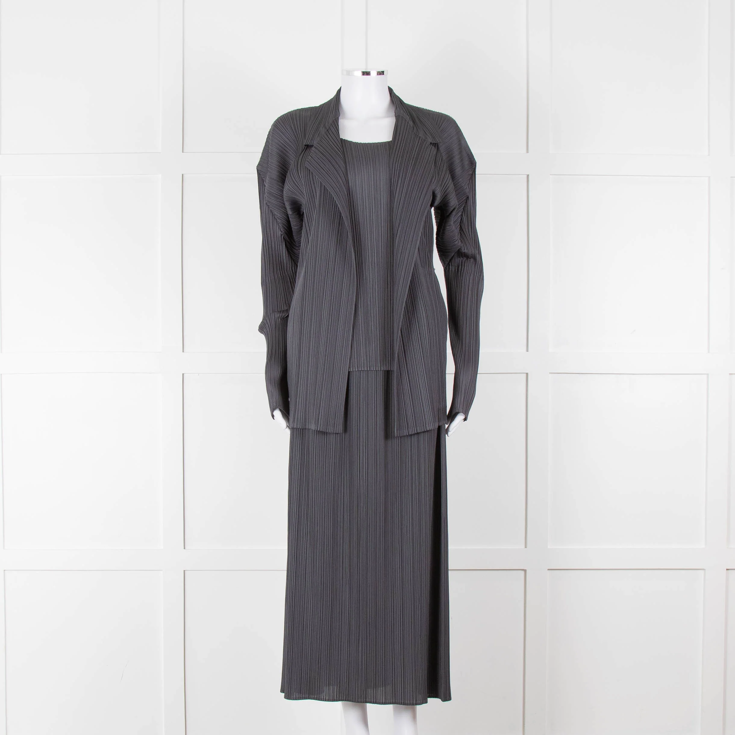 Issey Miyake Pleats Please Grey Pleated Sleeveless Top
