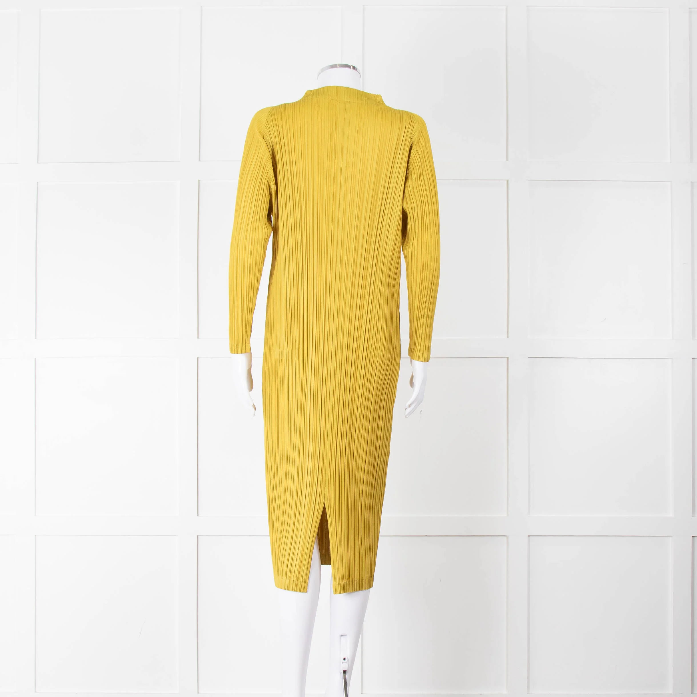 Pleats Please Moss Green V- Neck Plisse Dress - Image 5