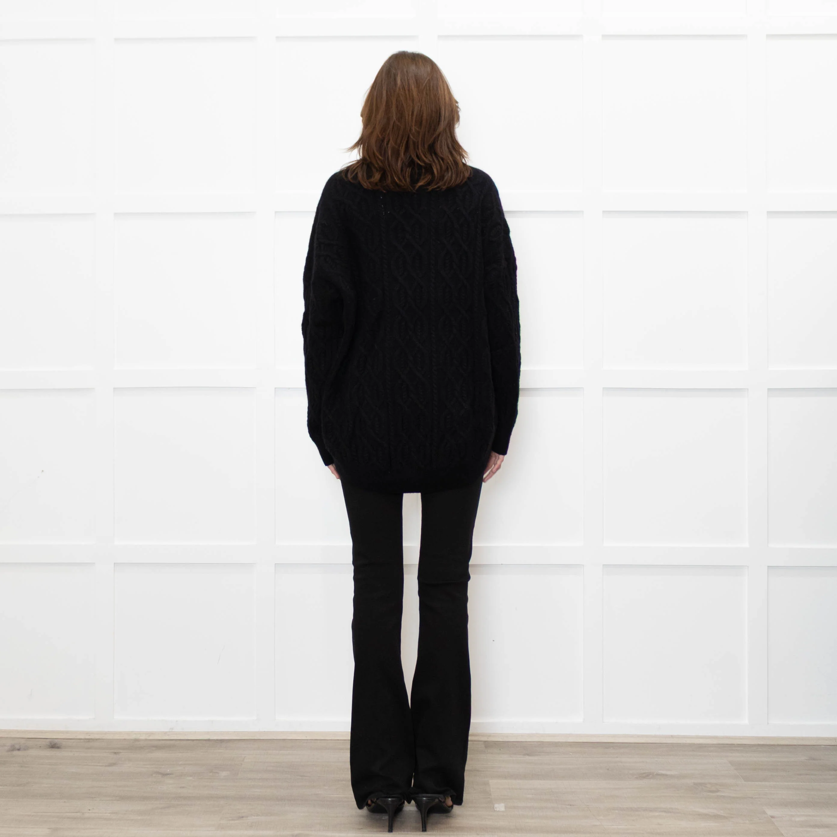Podeny Black Wool & Cashmere Mix Cable Knit Crew Neck Jumper - Image 5