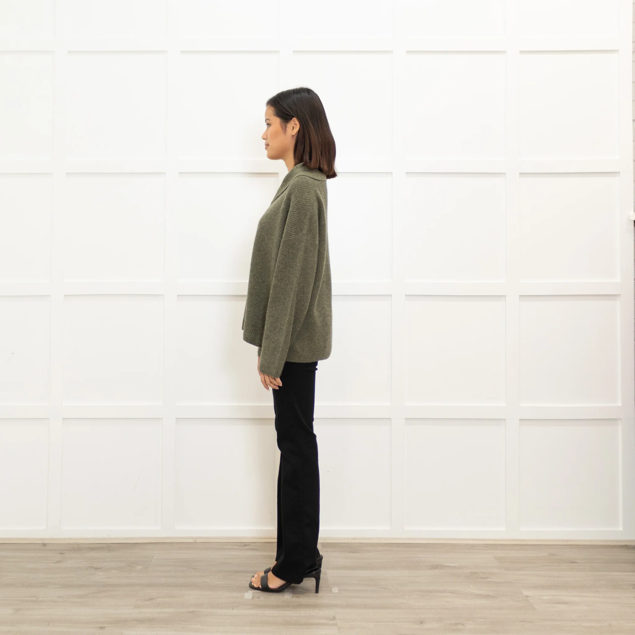 Poetry Khaki Cashmere Shawl Collar Cardigan - Image 6