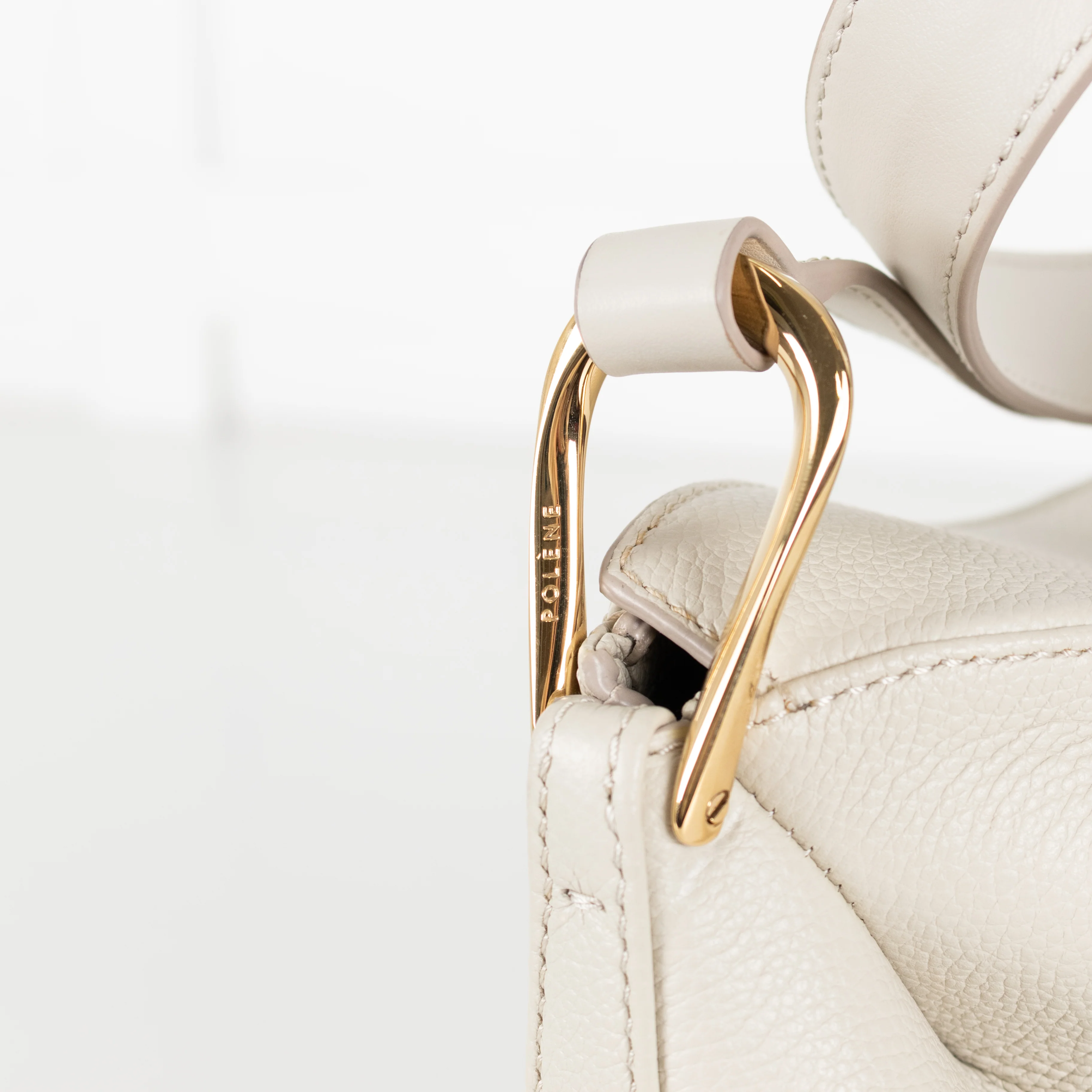 Polene Cream Grainy Leather Tonca Crossbody Bag - Image 12