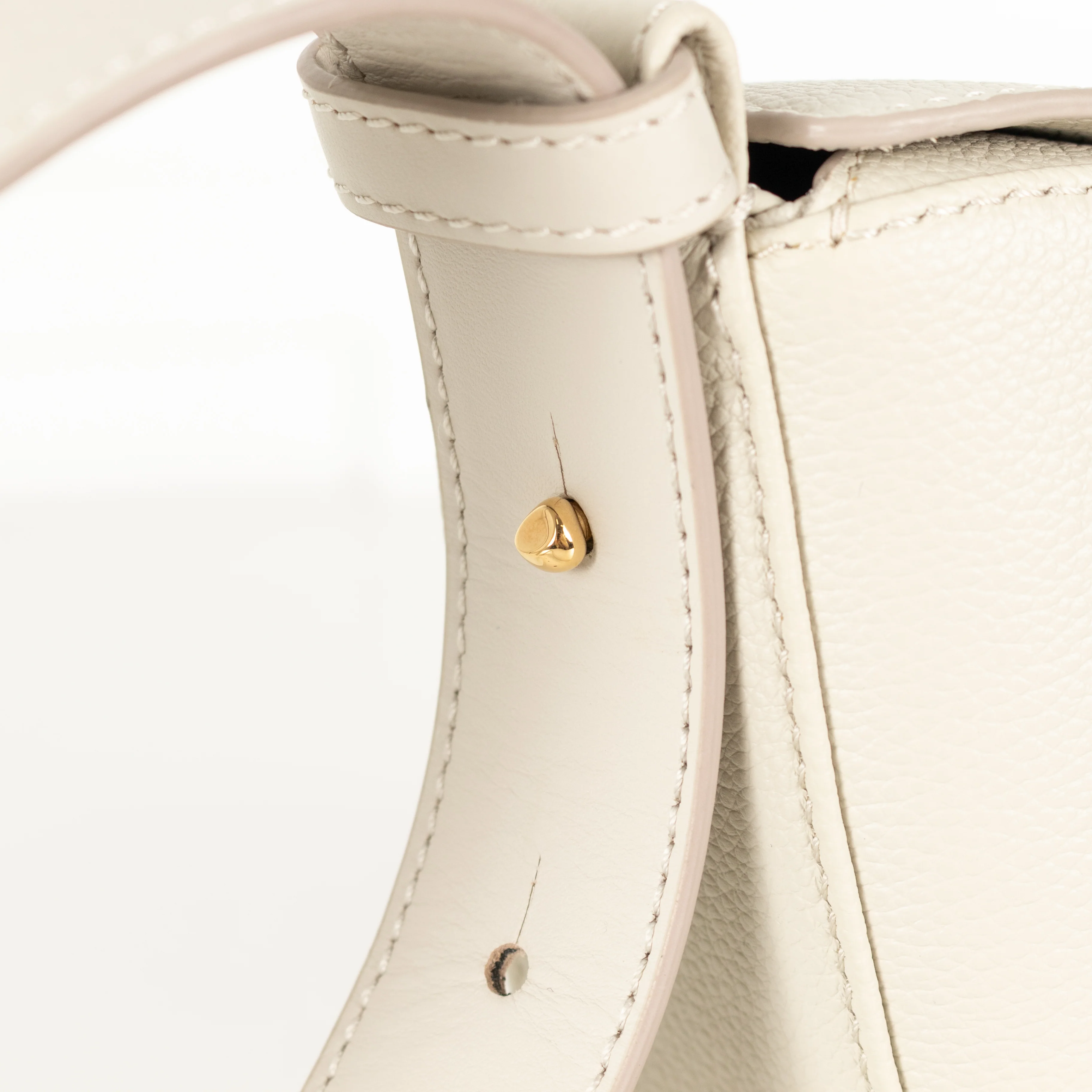 Polene Cream Grainy Leather Tonca Crossbody Bag - Image 13