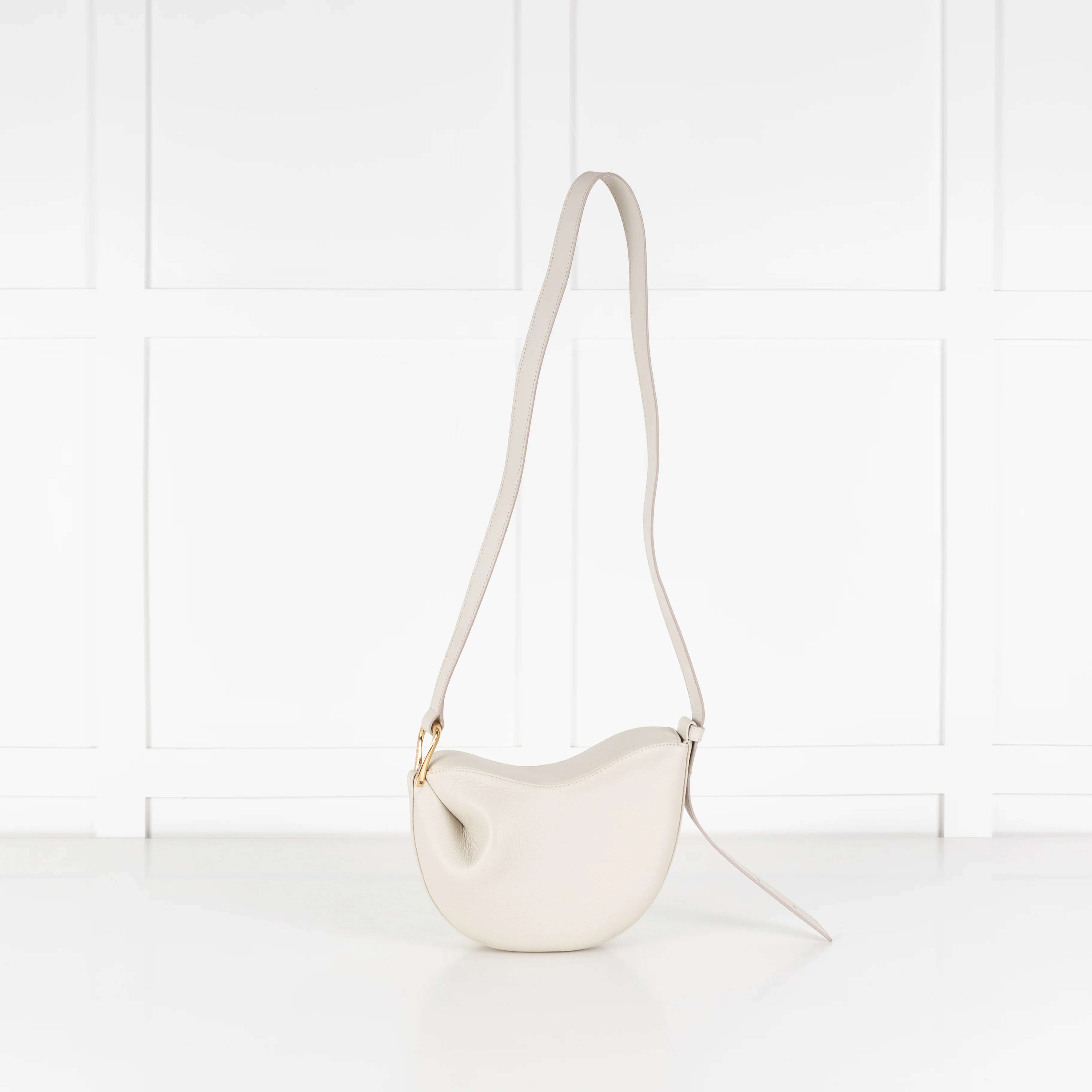 Polene Cream Grainy Leather Tonca Crossbody Bag - Image 7