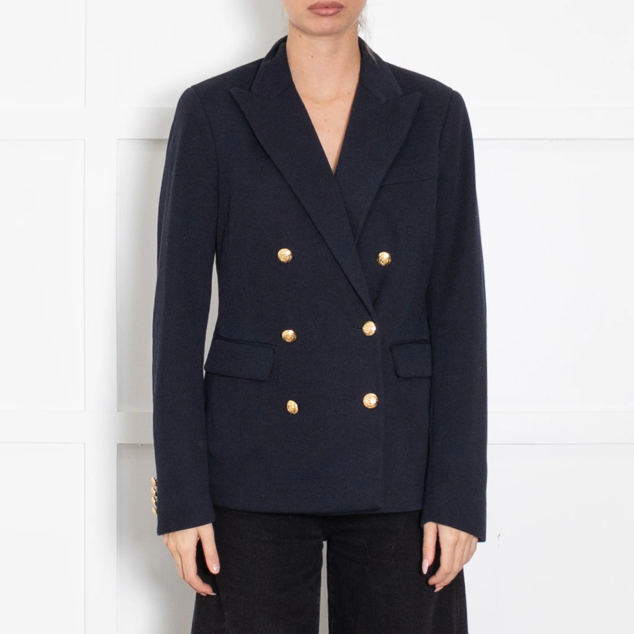 Polo Ralph Lauren Blue Cotton Jersey Blazer with Gold Buttons - Image 2