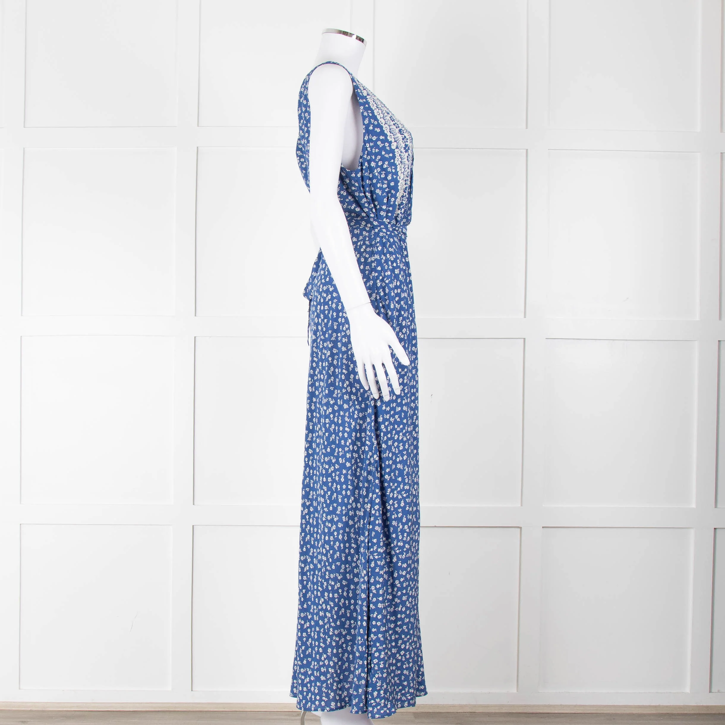 Polo Ralph Lauren Blue White Floral Sleeveless Maxi Dress - Image 3