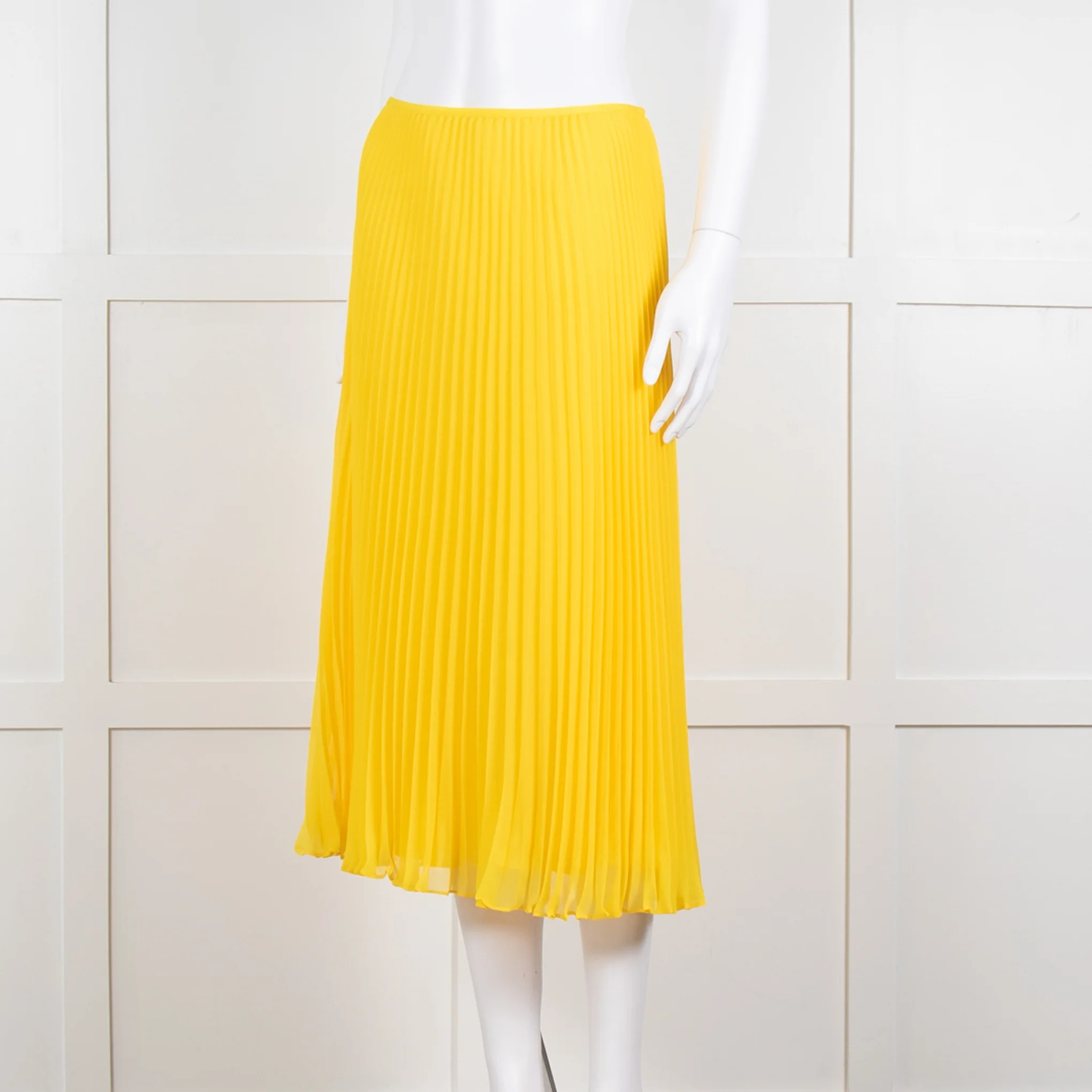 Polo Ralph Lauren Bright Yellow Pleated Midi Skirt - Image 2