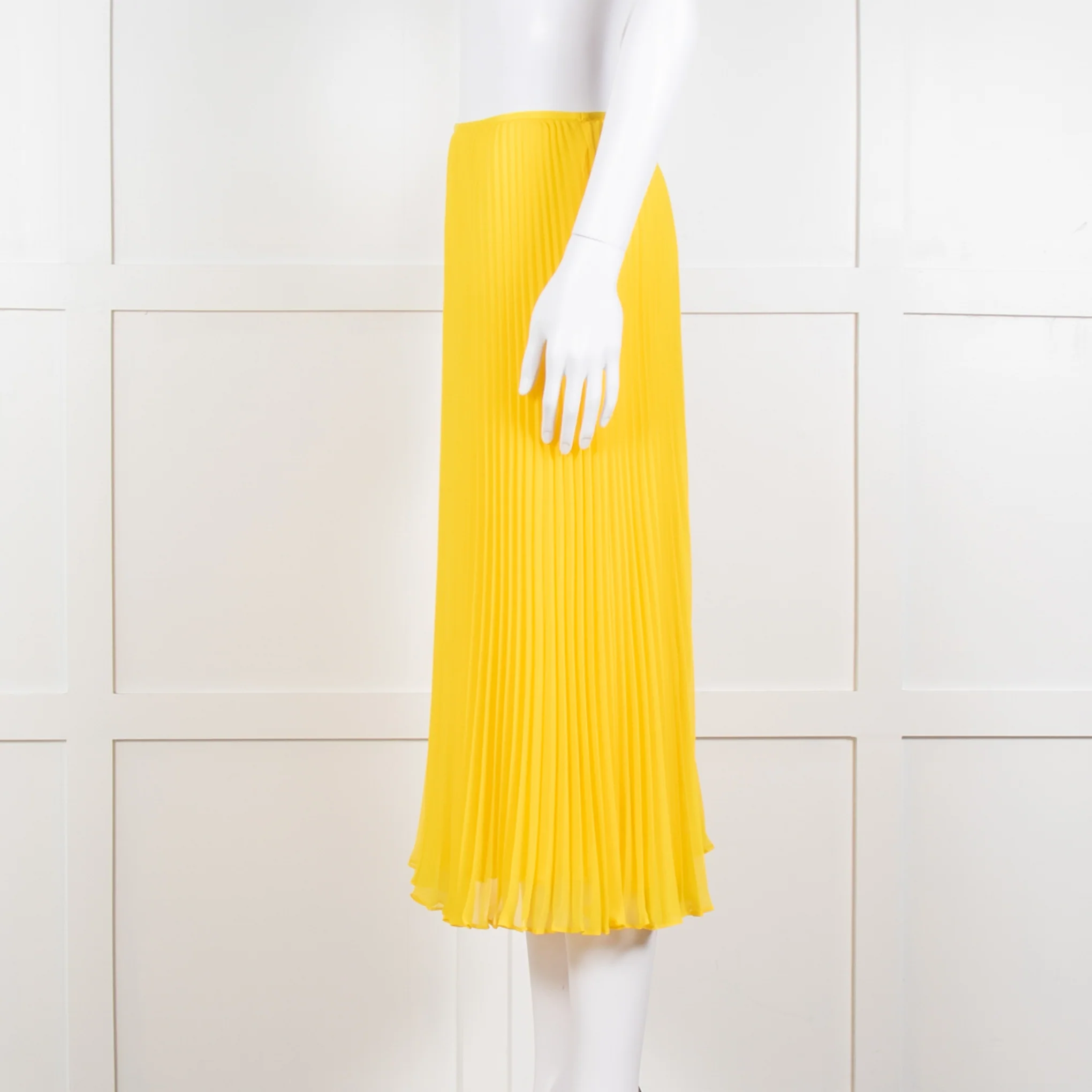 Polo Ralph Lauren Bright Yellow Pleated Midi Skirt - Image 3