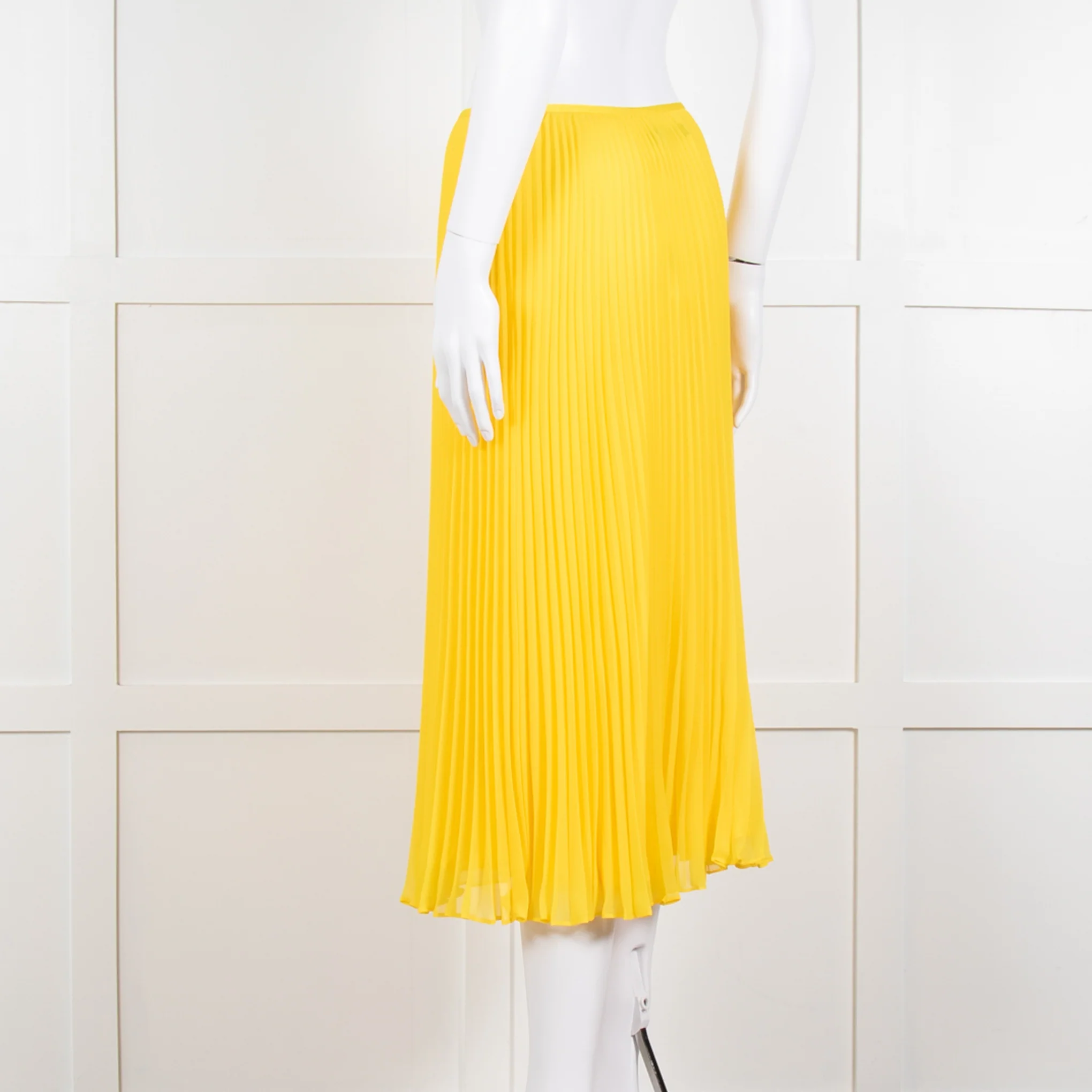 Polo Ralph Lauren Bright Yellow Pleated Midi Skirt - Image 4