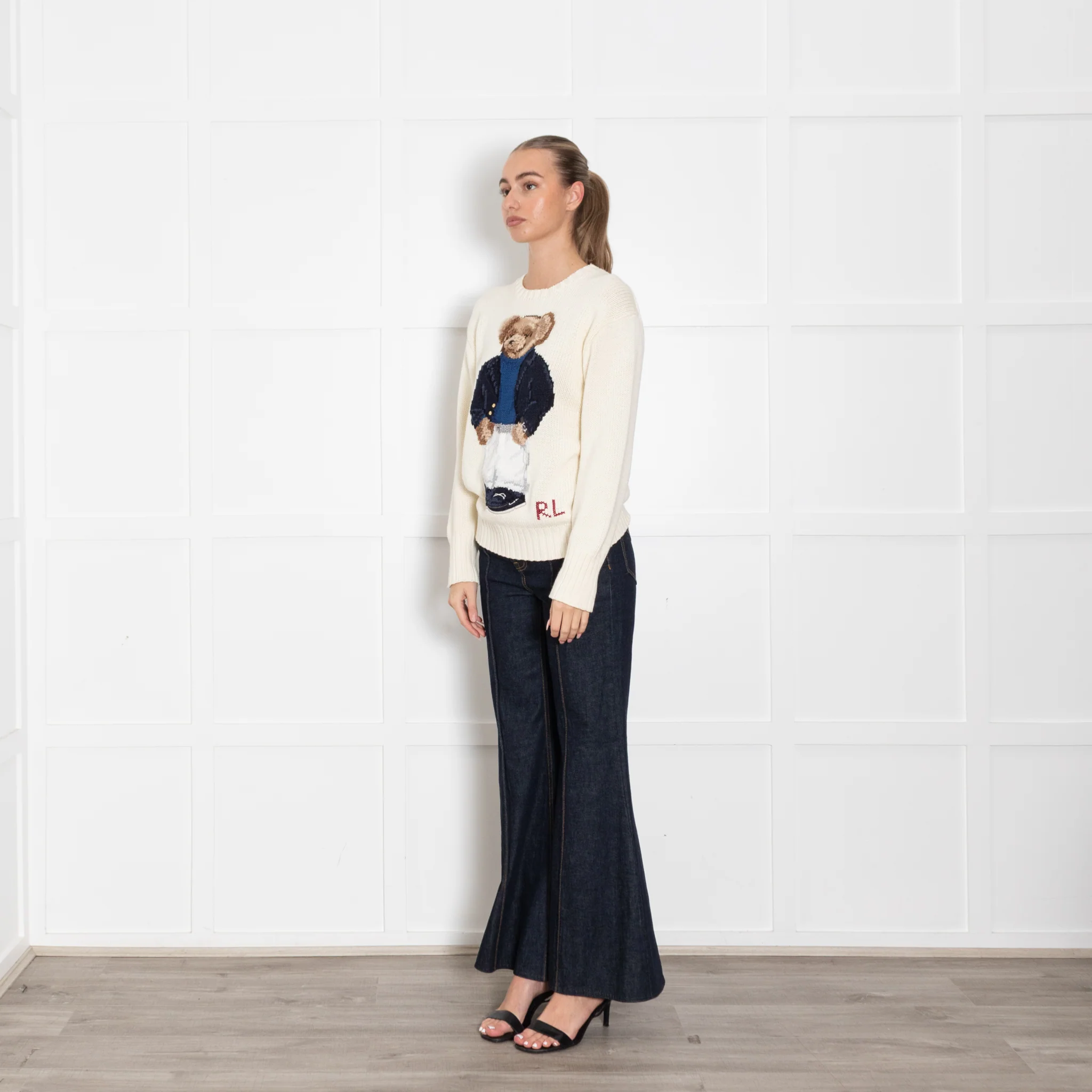 Polo Ralph Lauren Cream Cotton Jumper With Teddy Bear Motif - Image 3