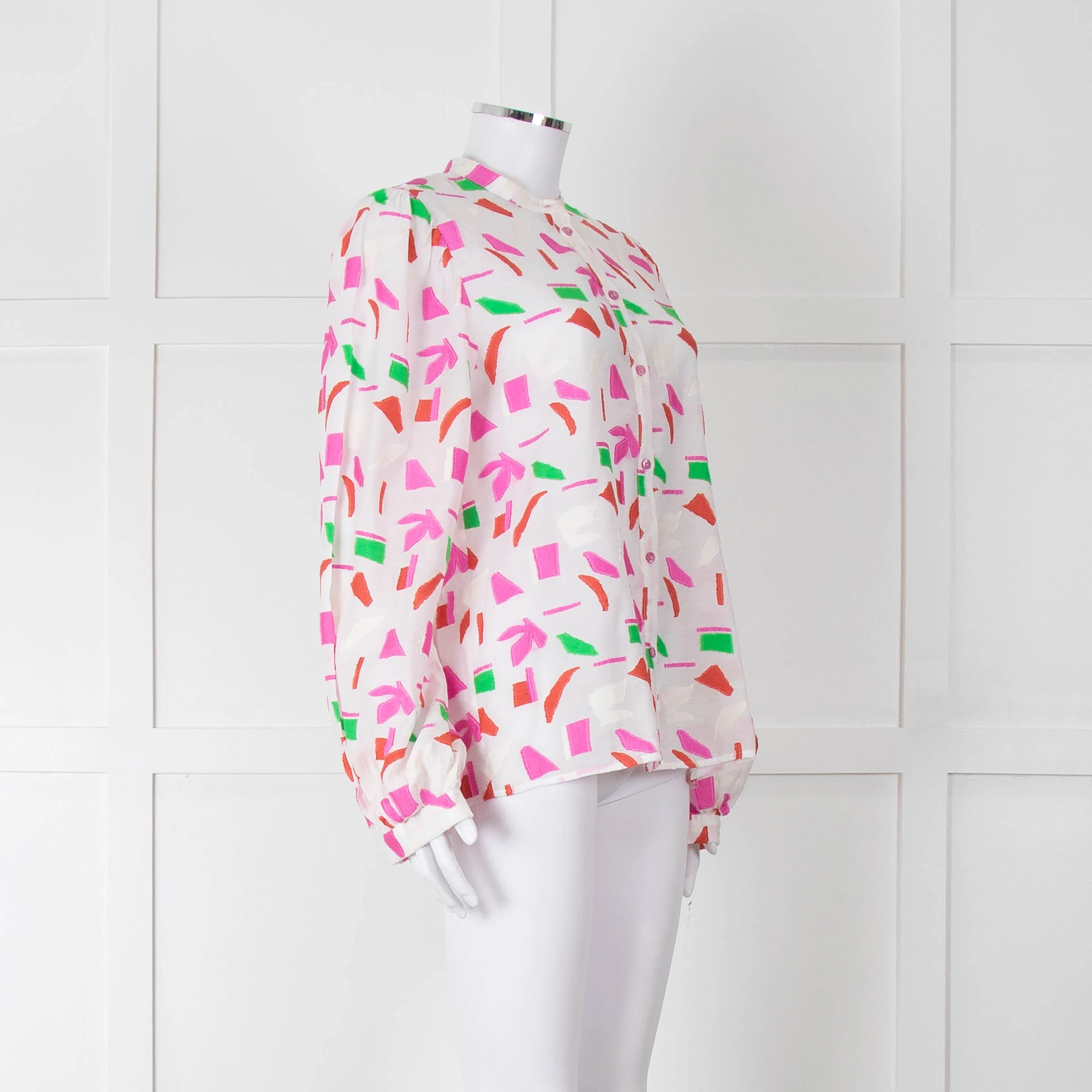 POM Amsterdam Pink & Green Patterned Blouse - Image 2