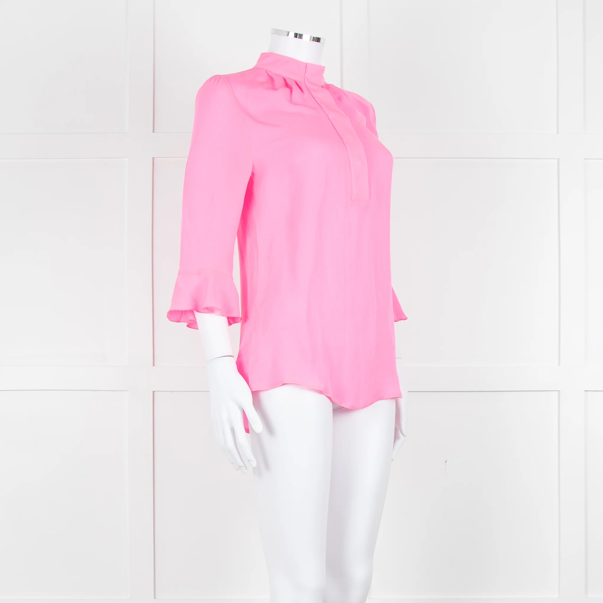 Pom Lampson Hot Pink Silk Frill Trim Sleeve Blouse - Image 2