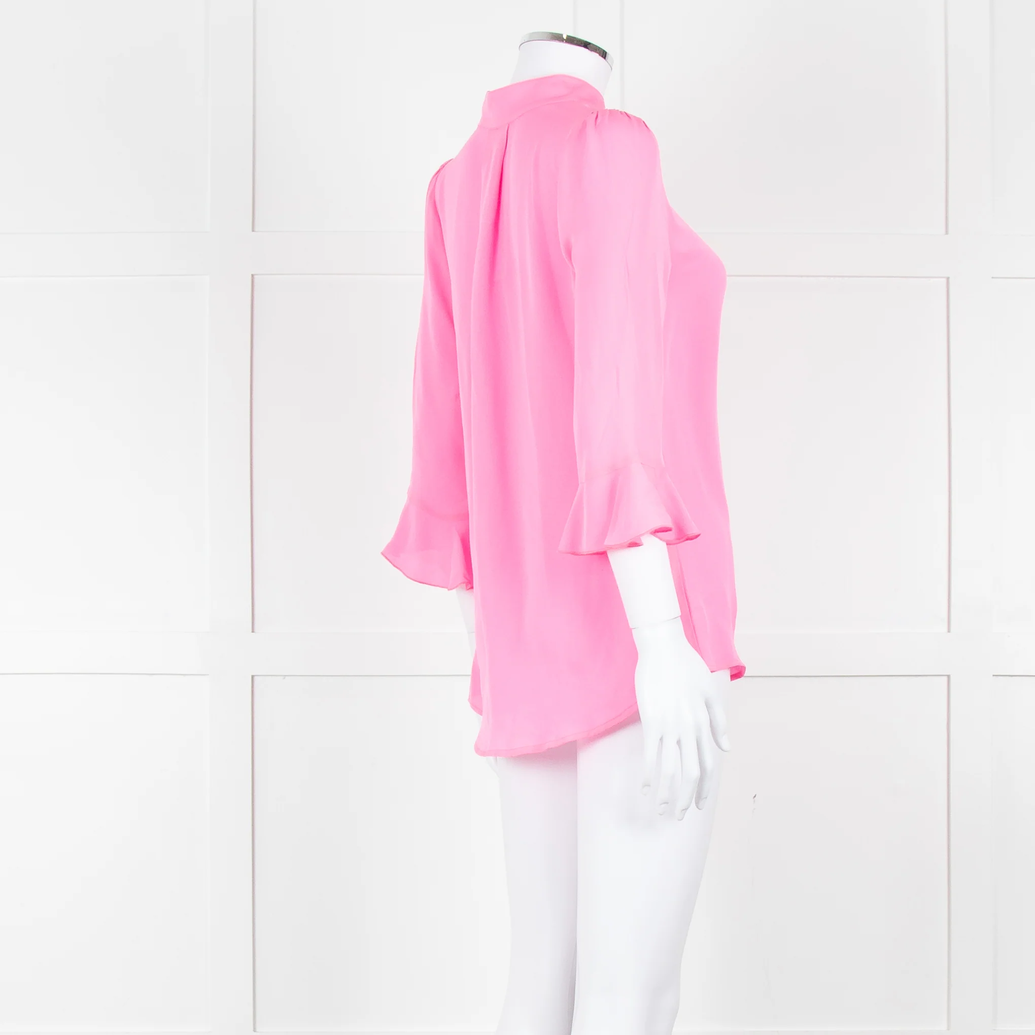Pom Lampson Hot Pink Silk Frill Trim Sleeve Blouse - Image 4