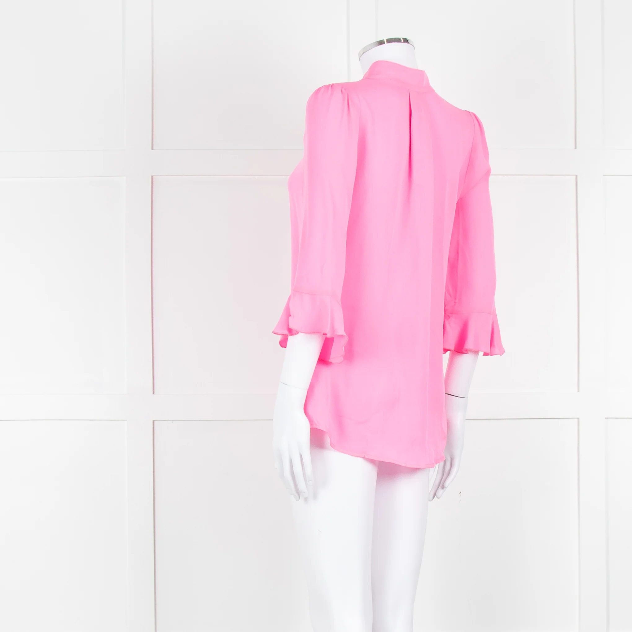 Pom Lampson Hot Pink Silk Frill Trim Sleeve Blouse - Image 6