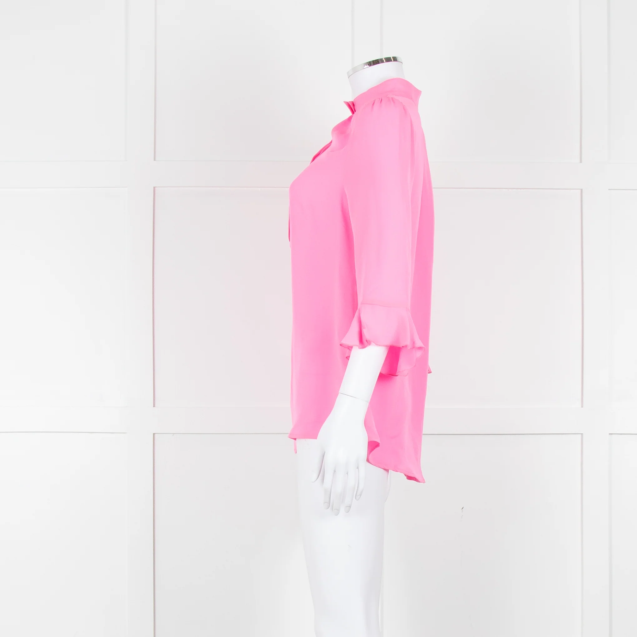 Pom Lampson Hot Pink Silk Frill Trim Sleeve Blouse - Image 7