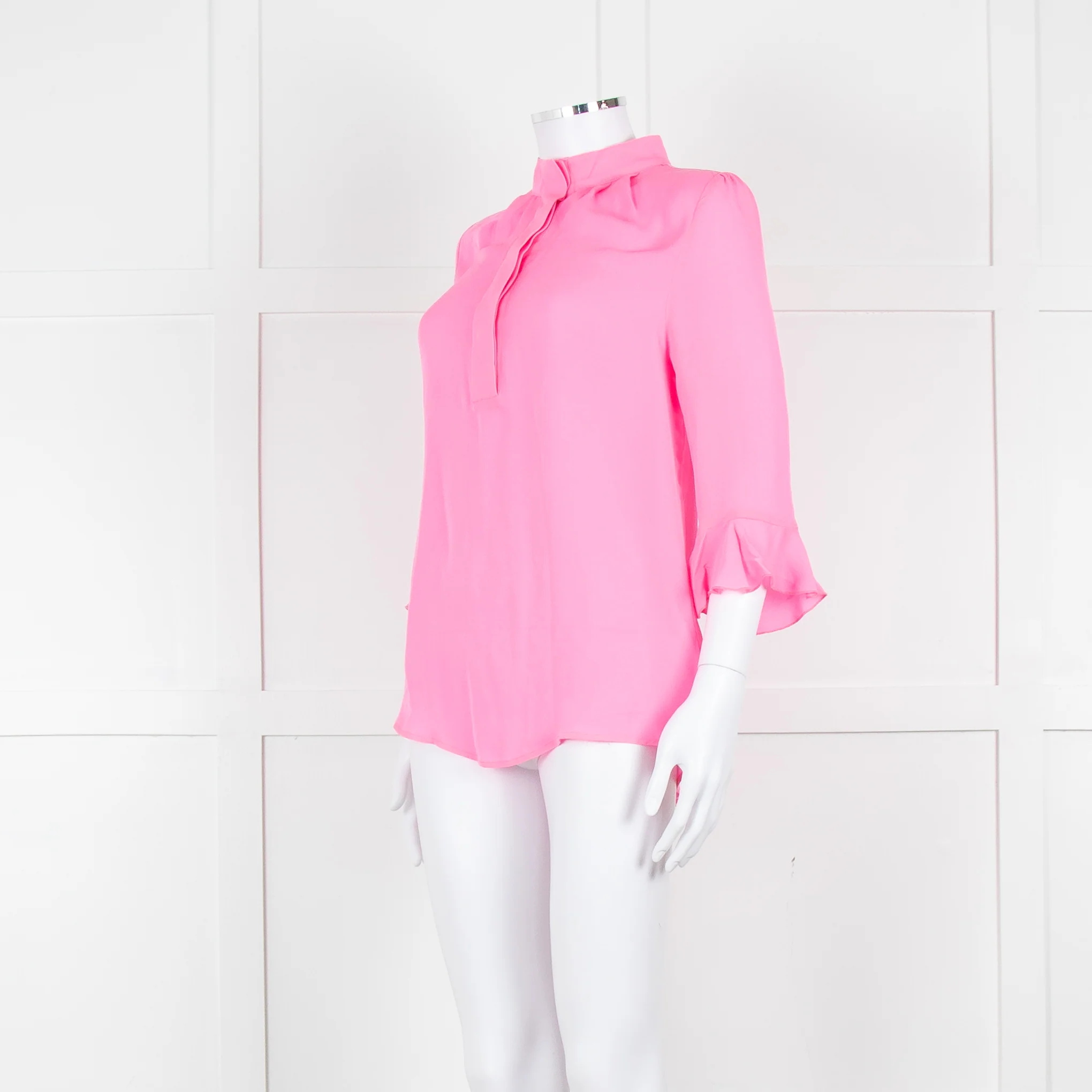 Pom Lampson Hot Pink Silk Frill Trim Sleeve Blouse - Image 8