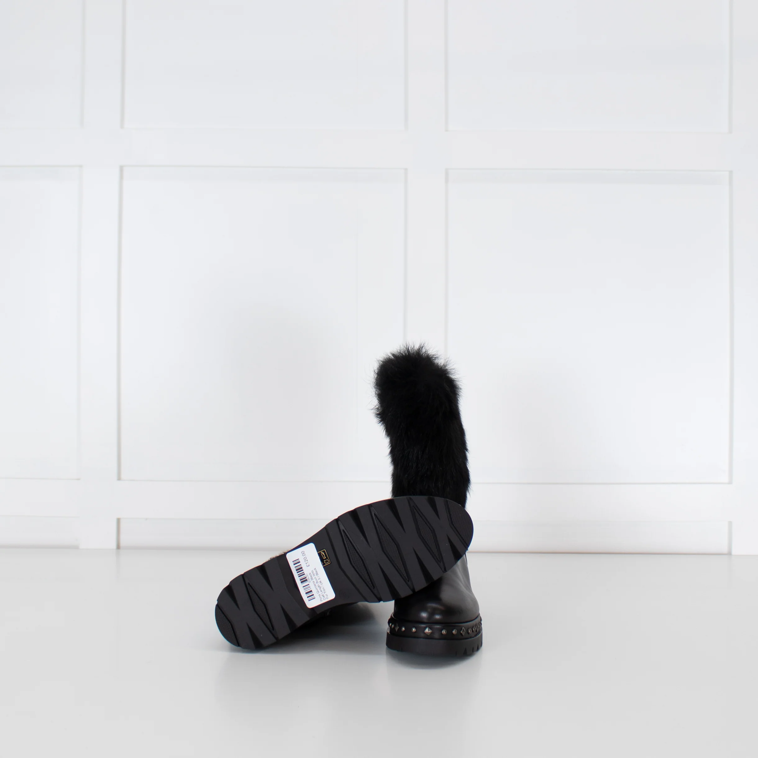 Pons Quintana Black Calf Length Boot With Fur Trim - Image 5