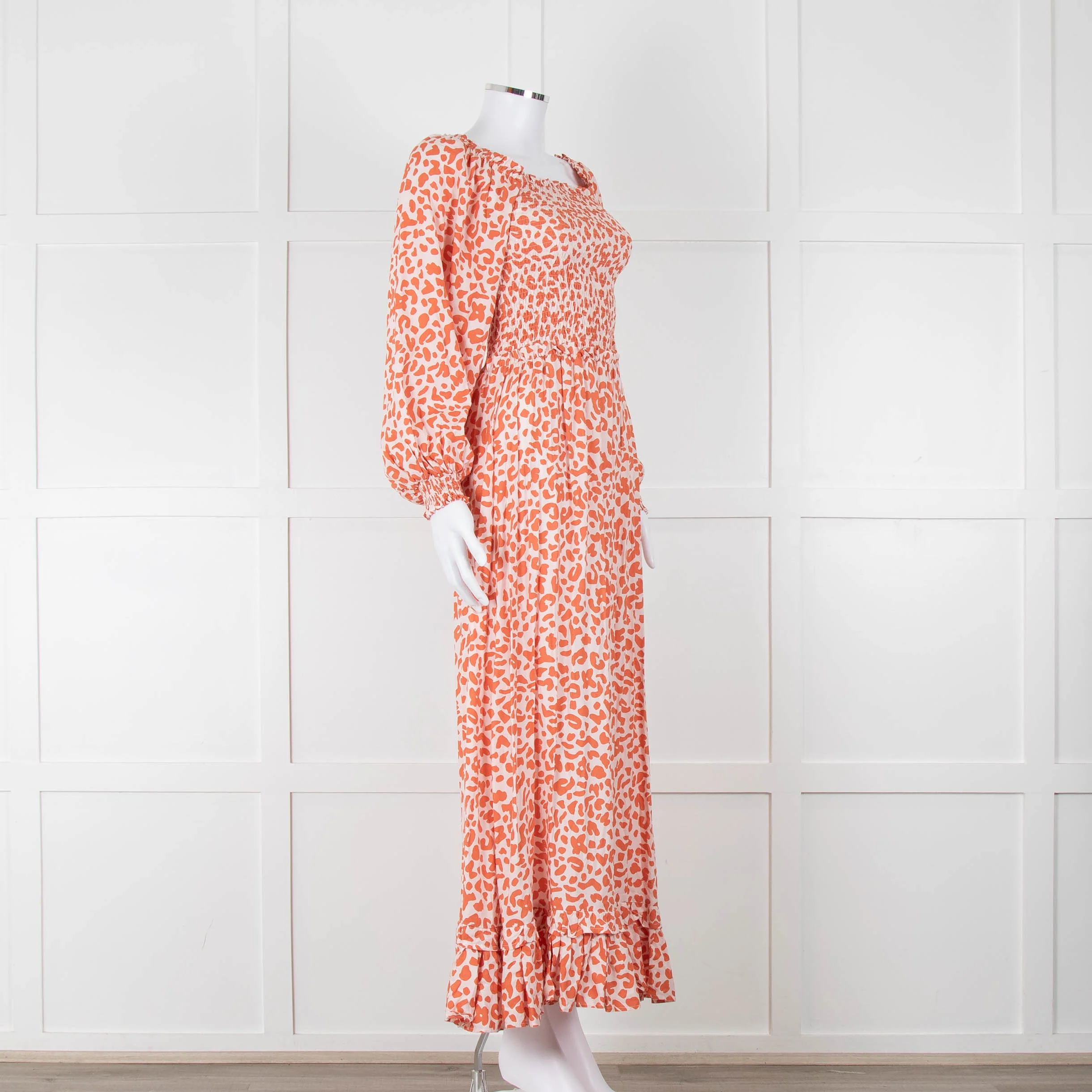 Poppy Field Orange And White Off Shoulder Maxi Dress - Image 2