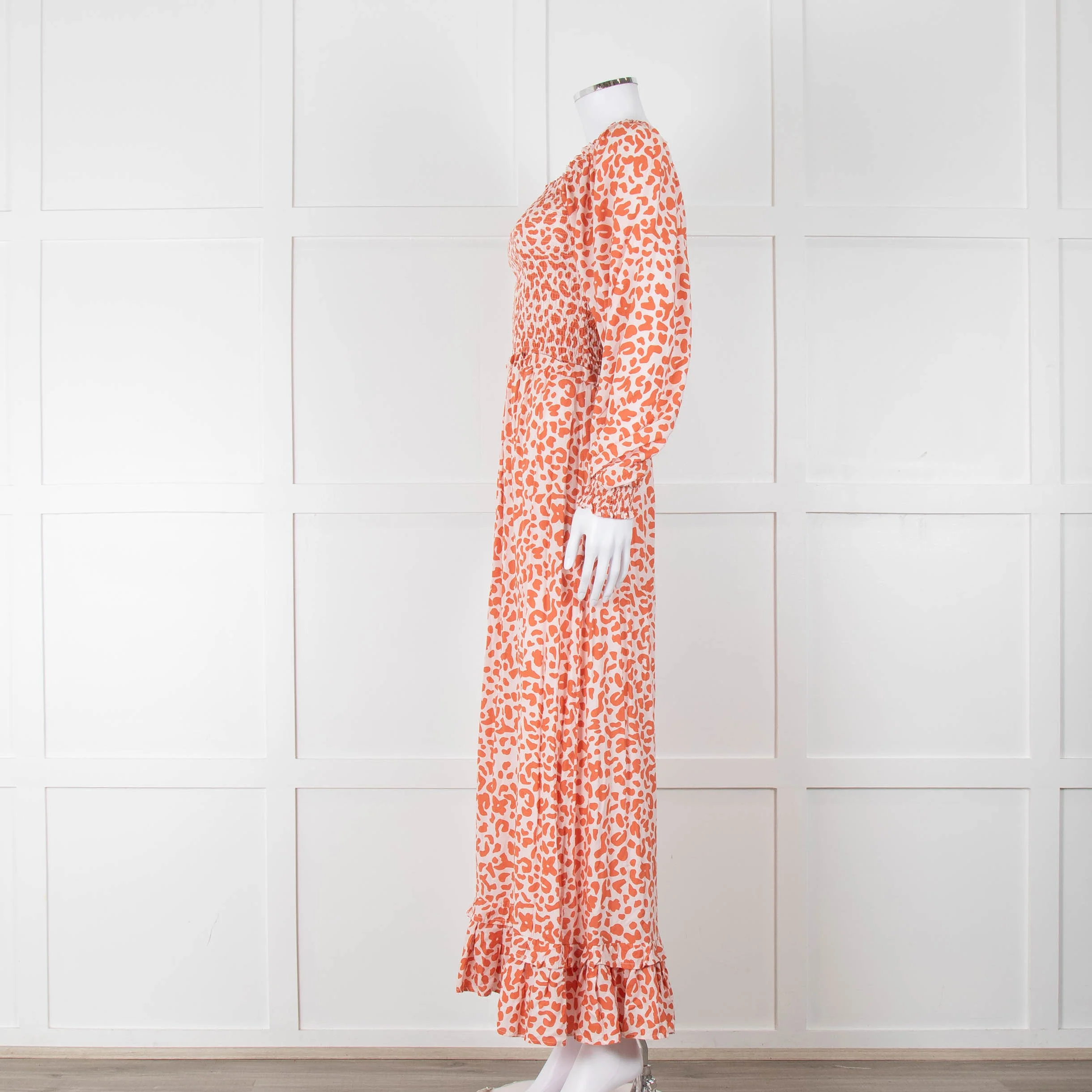 Poppy Field Orange And White Off Shoulder Maxi Dress - Image 7