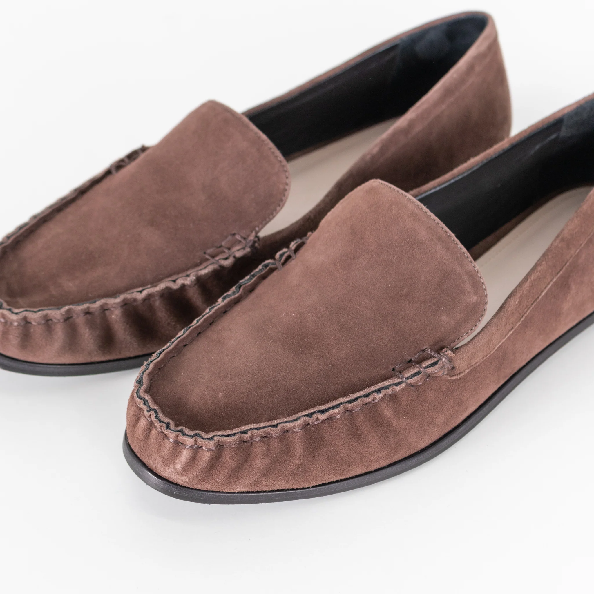 Porte & Paire Kid Suede Supreme Coffee Loafers - Image 10