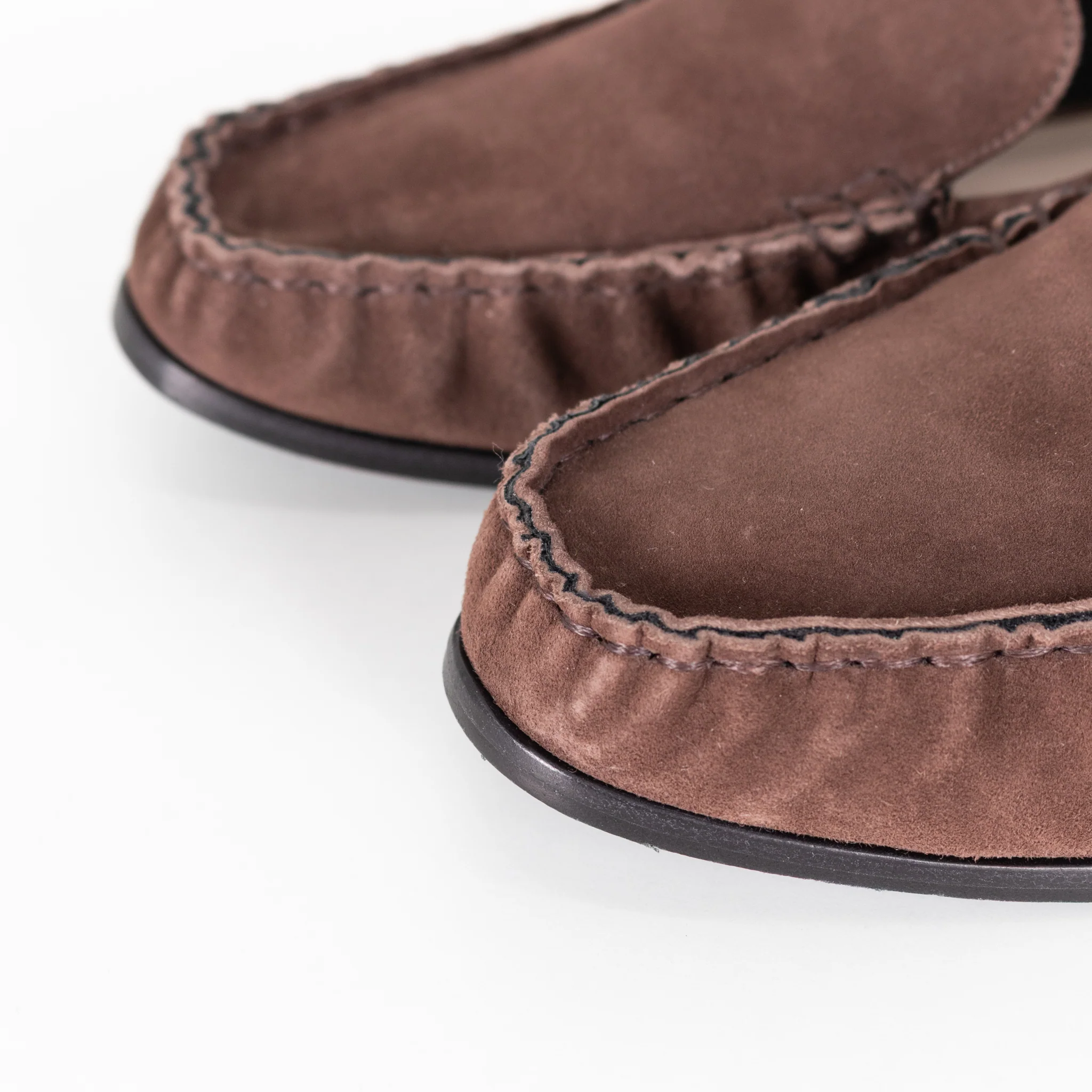 Porte & Paire Kid Suede Supreme Coffee Loafers - Image 11