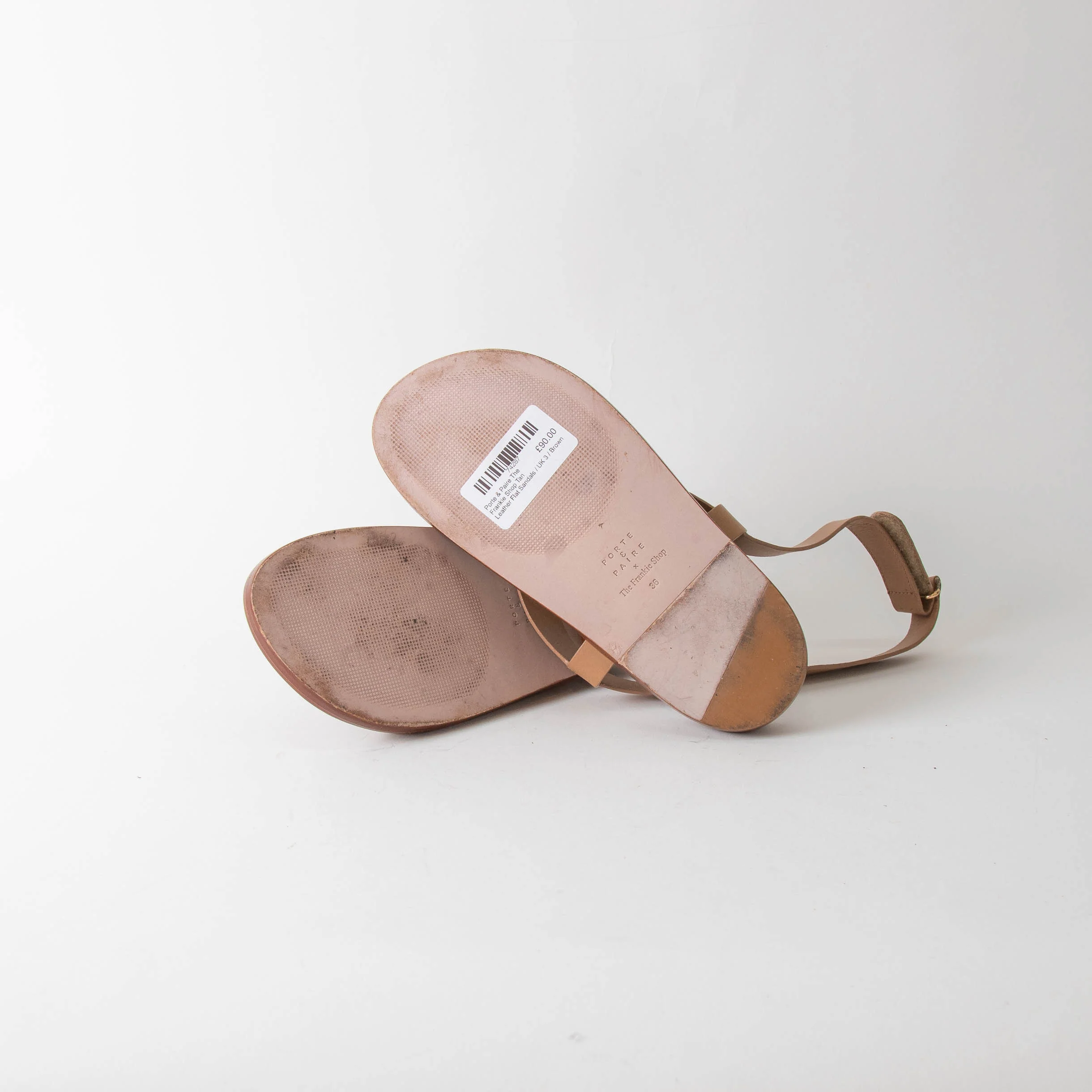 Porte & Paire The Frankie Shop Tan Leather Flat Sandals - Image 6