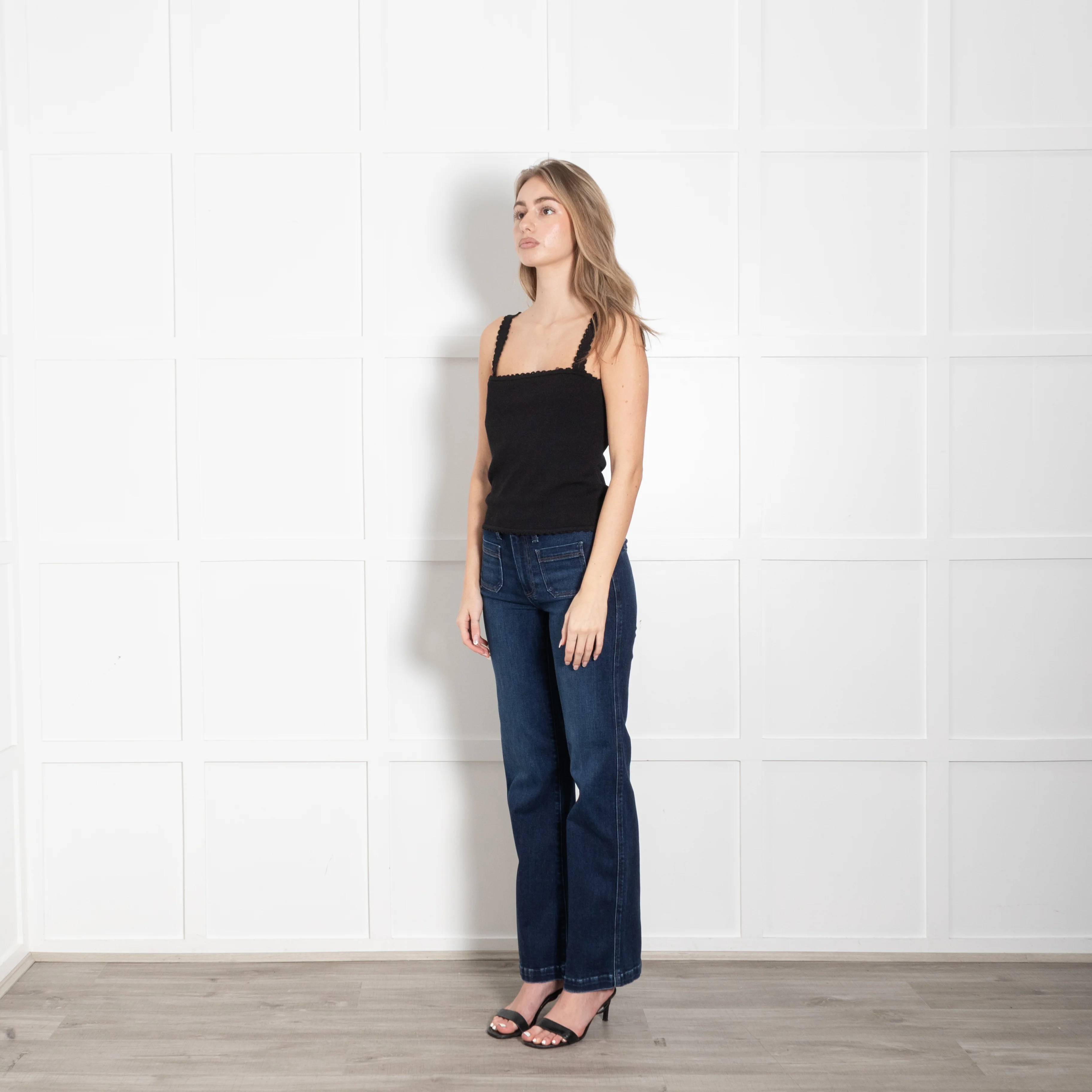 Posse Black Cotton Vest Top - Image 3