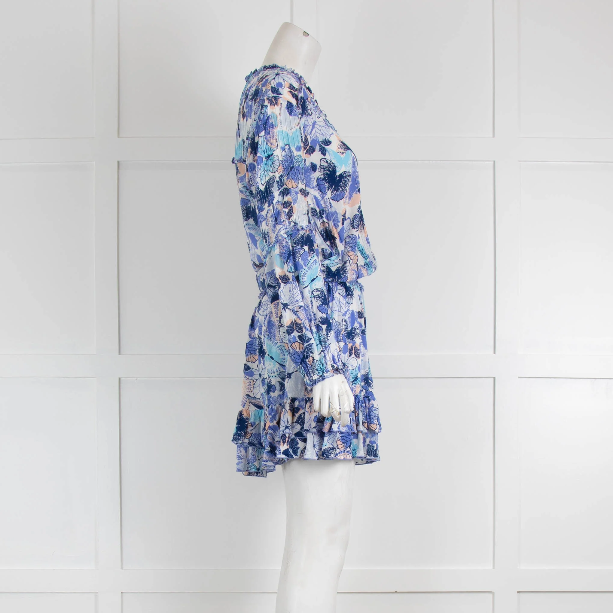 Poupette Saint Barth Blue Floral Short Sleeved Dress - Image 2